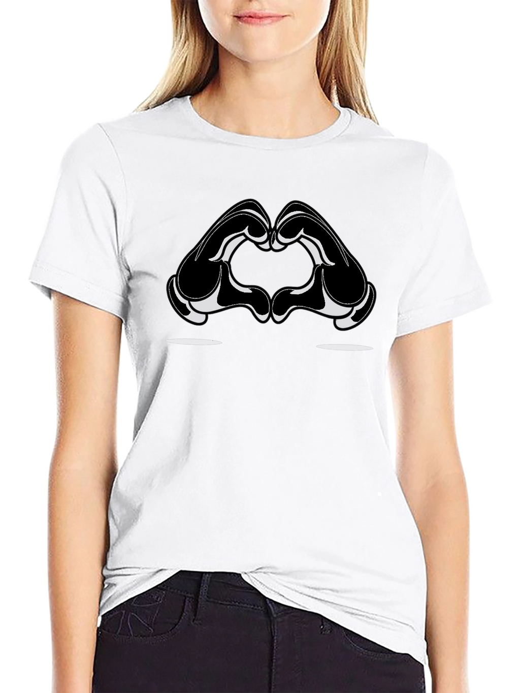 Heart Hands Graphic Tee - Stylish Black Cotton T-Shirt