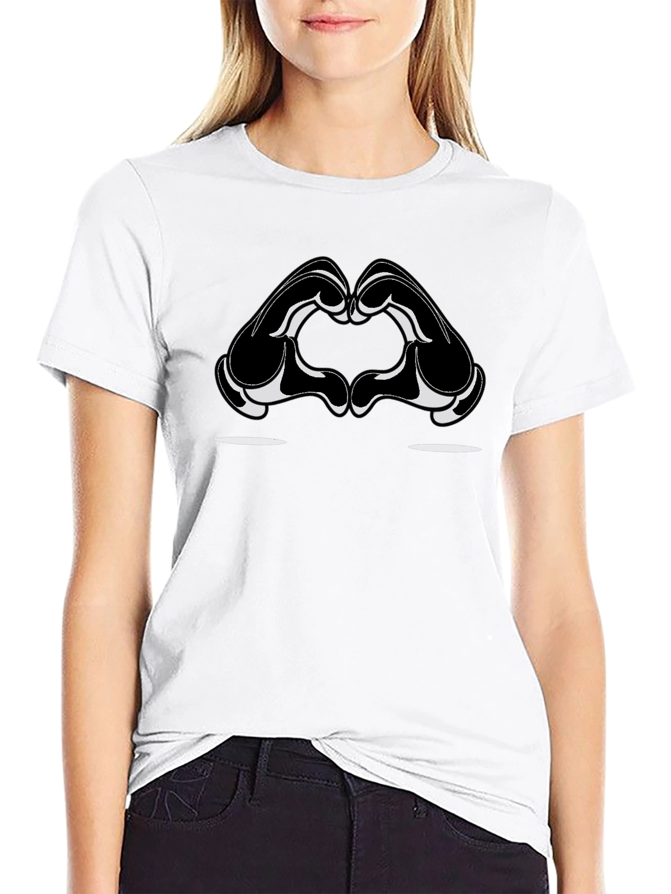 Heart Hands Graphic Tee - Stylish Black Cotton T-Shirt