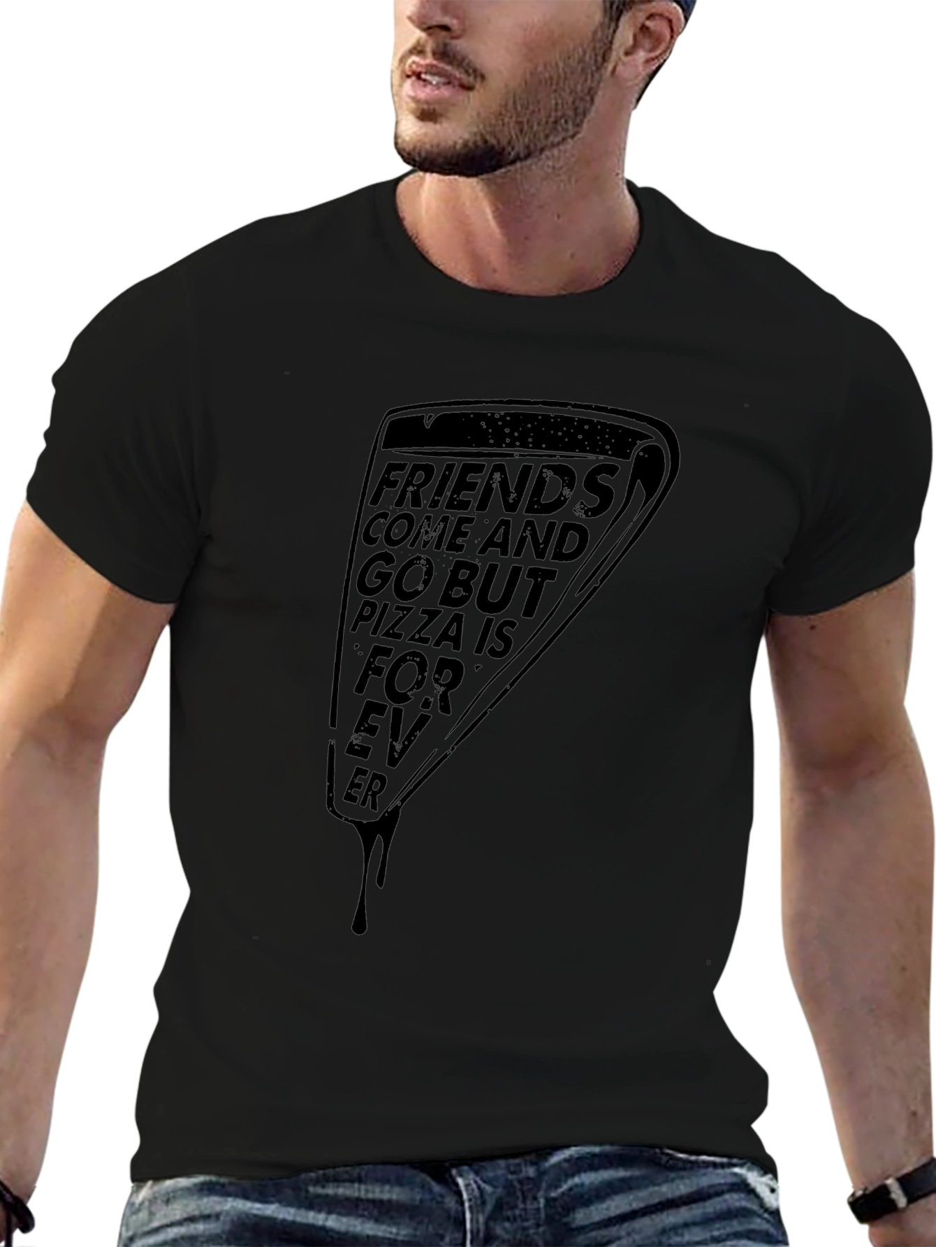 Pizza Forever Graphic T-Shirt - Black