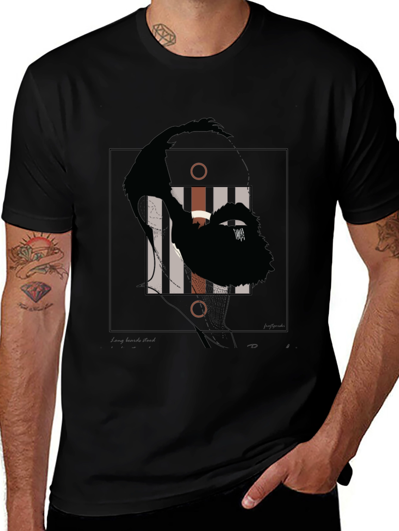 Abstract Face Graphic Print Black T-Shirt