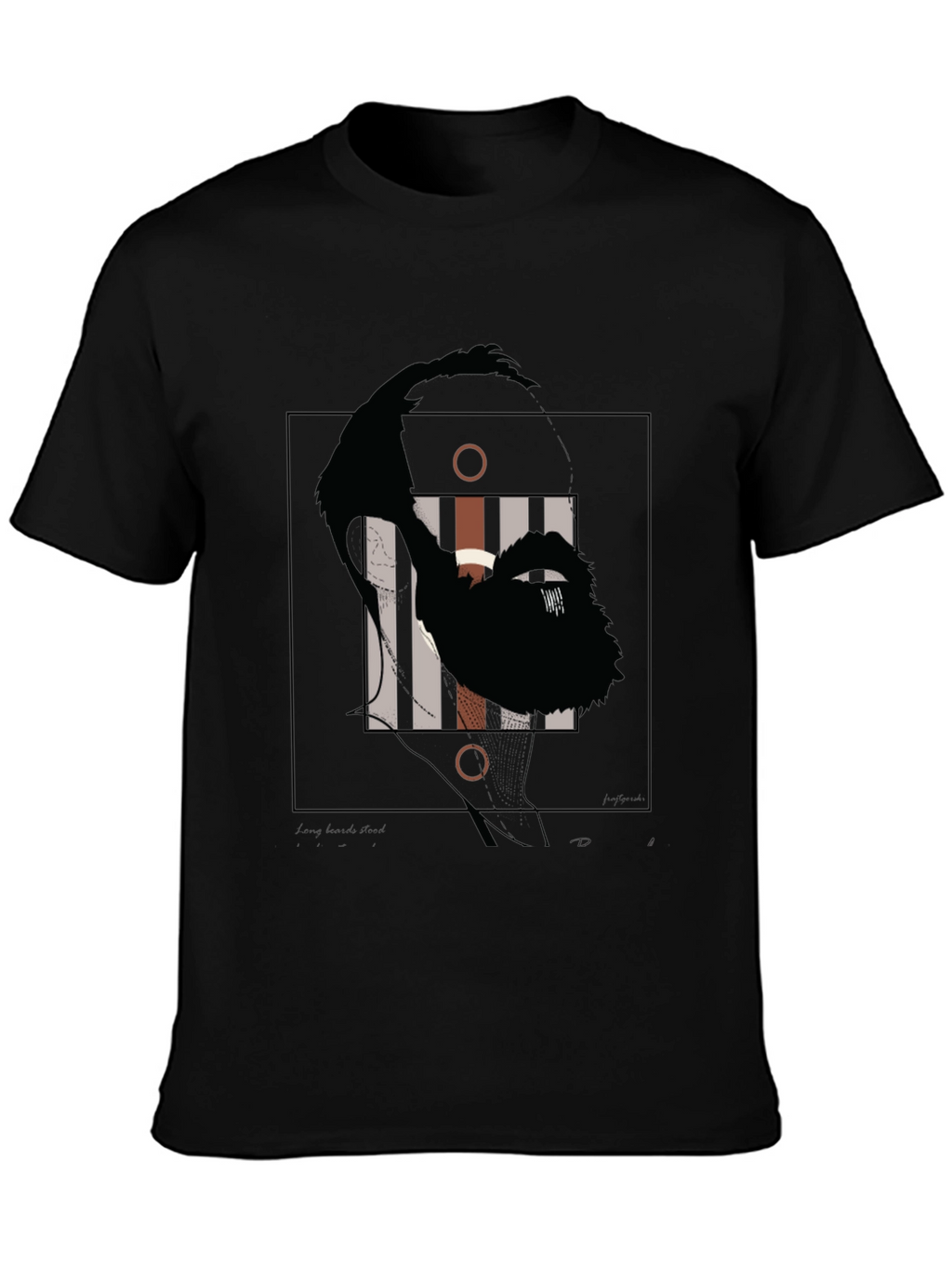 Abstract Face Graphic Print Black T-Shirt