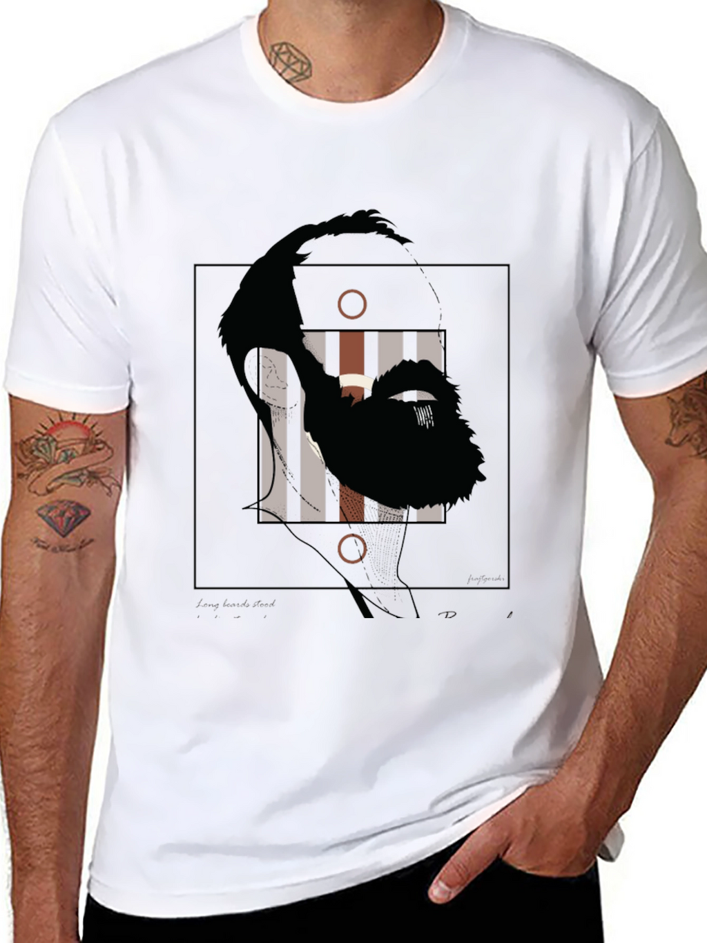 Abstract Face Graphic Print Black T-Shirt