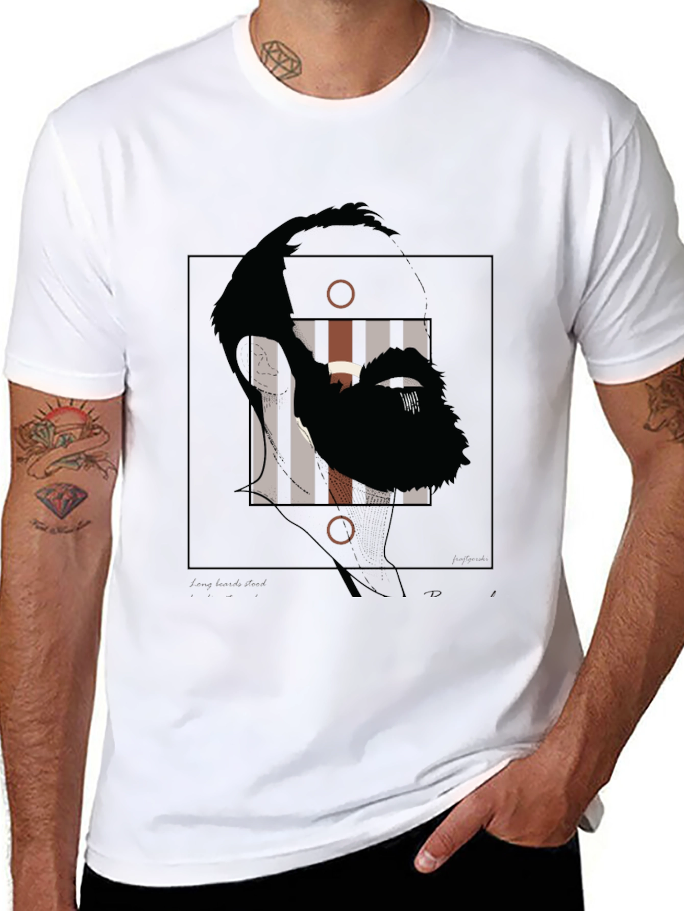 Abstract Face Graphic Print Black T-Shirt