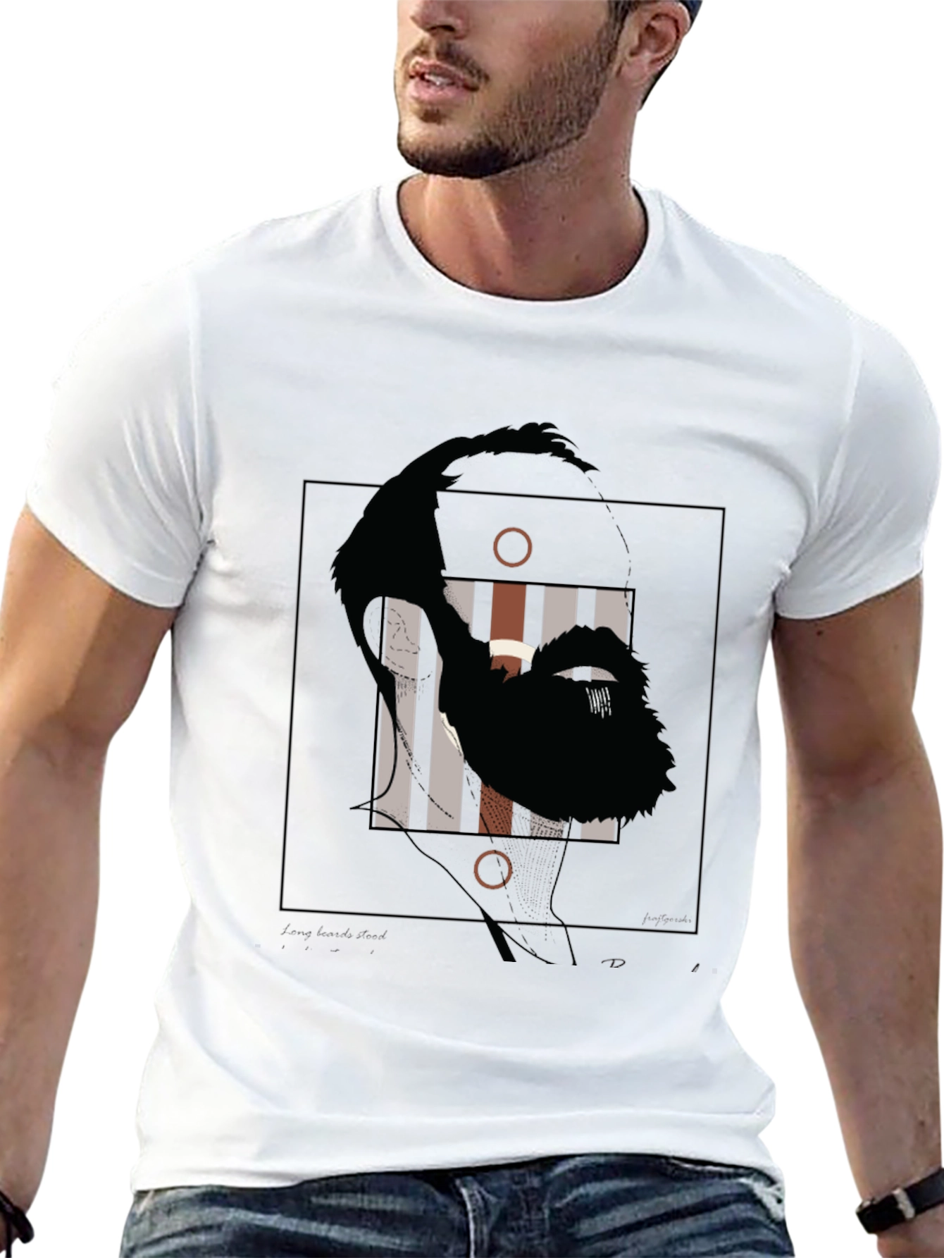 Abstract Face Graphic Print Black T-Shirt