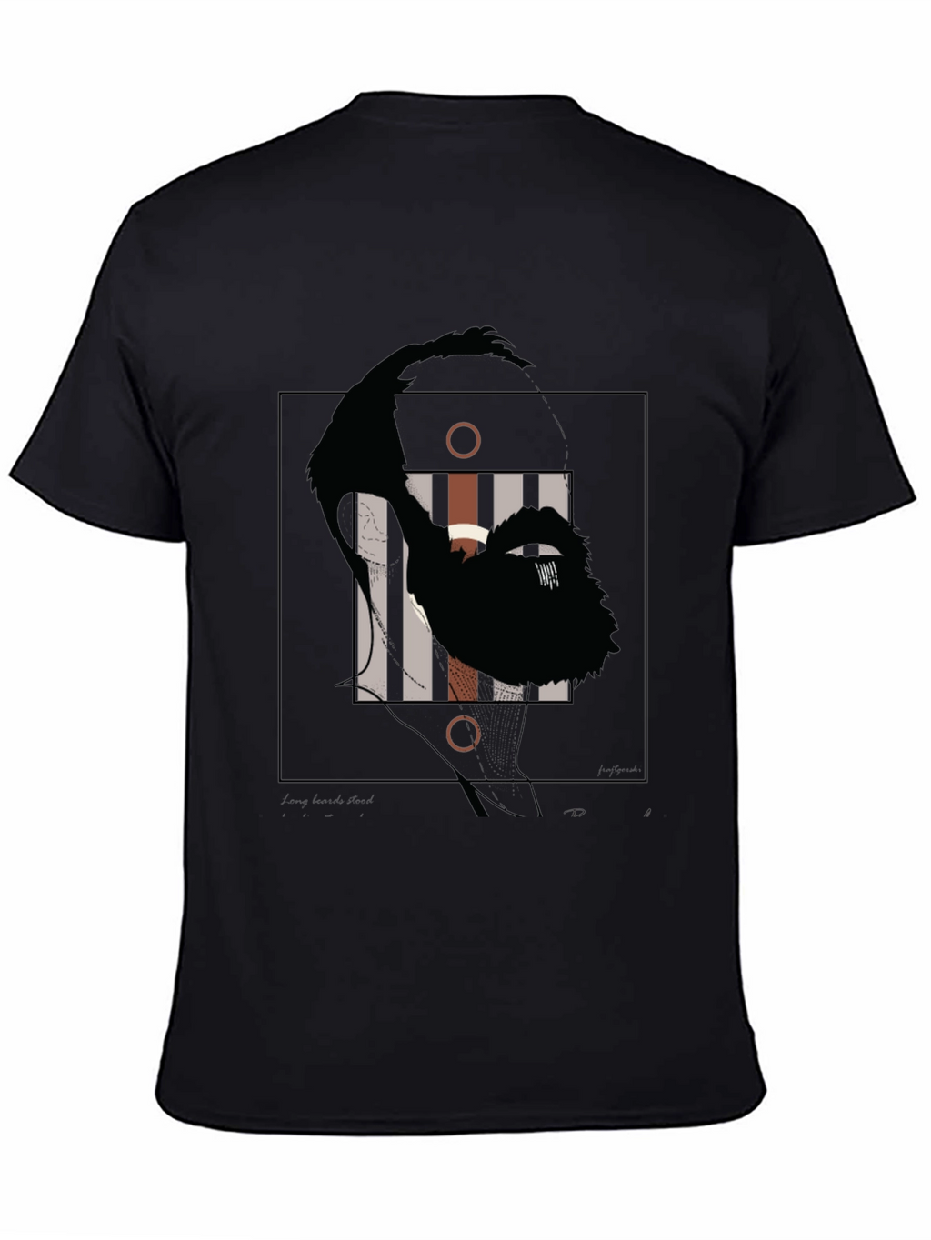 Abstract Face Graphic Print Black T-Shirt