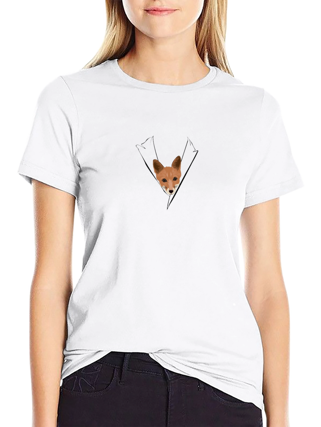 Fox in Pocket Graphic T-Shirt - Black
