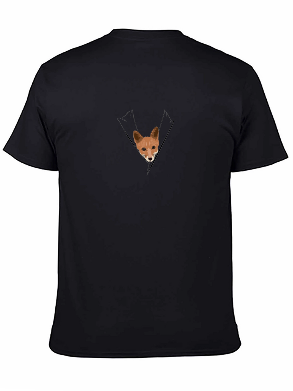 Fox in Pocket Graphic T-Shirt - Black