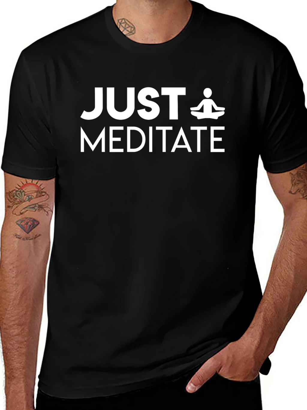 Just Meditate Black Graphic Tee - Relax & Focus