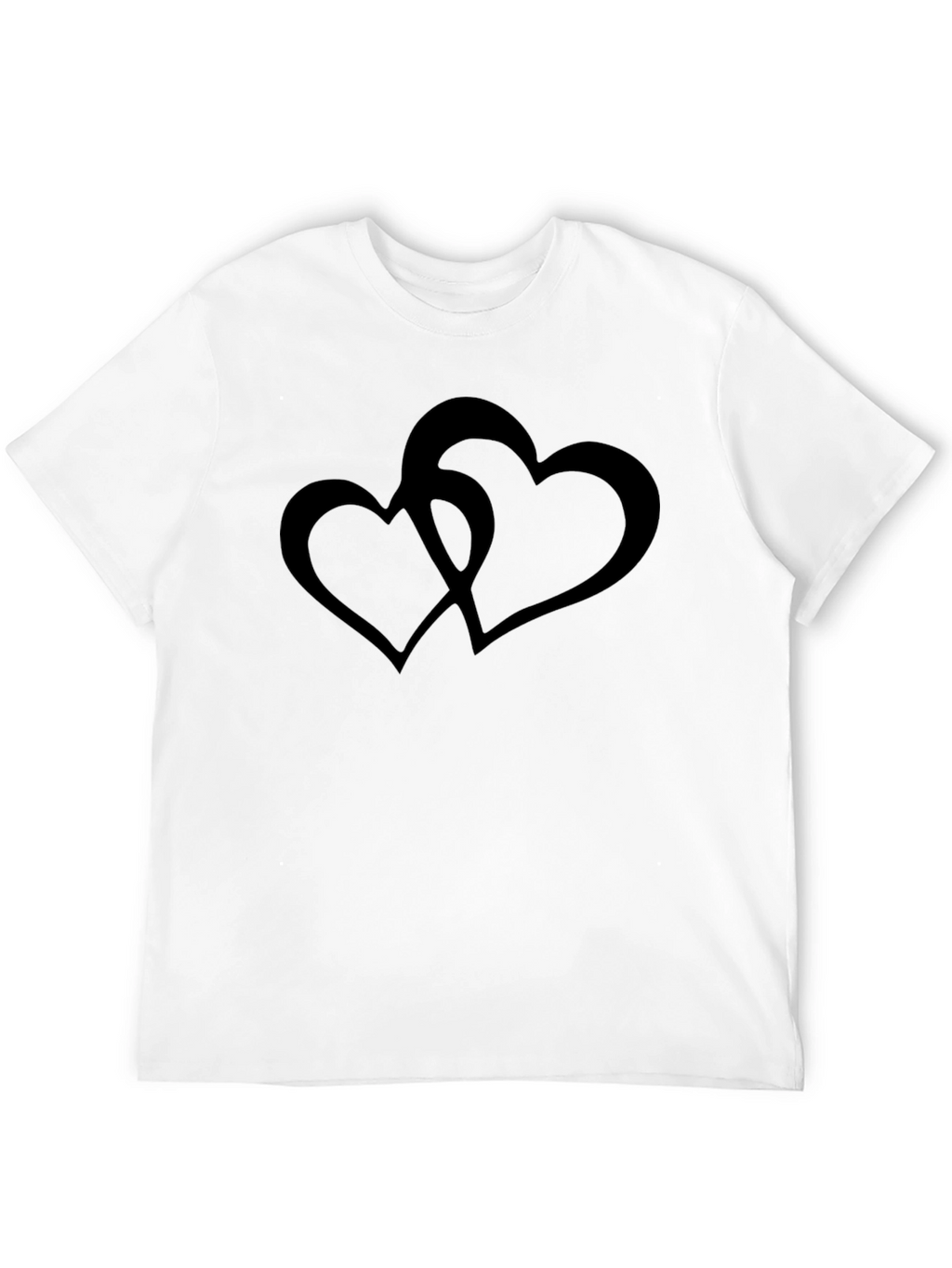 Black T-Shirt with Interlocking Heart Design