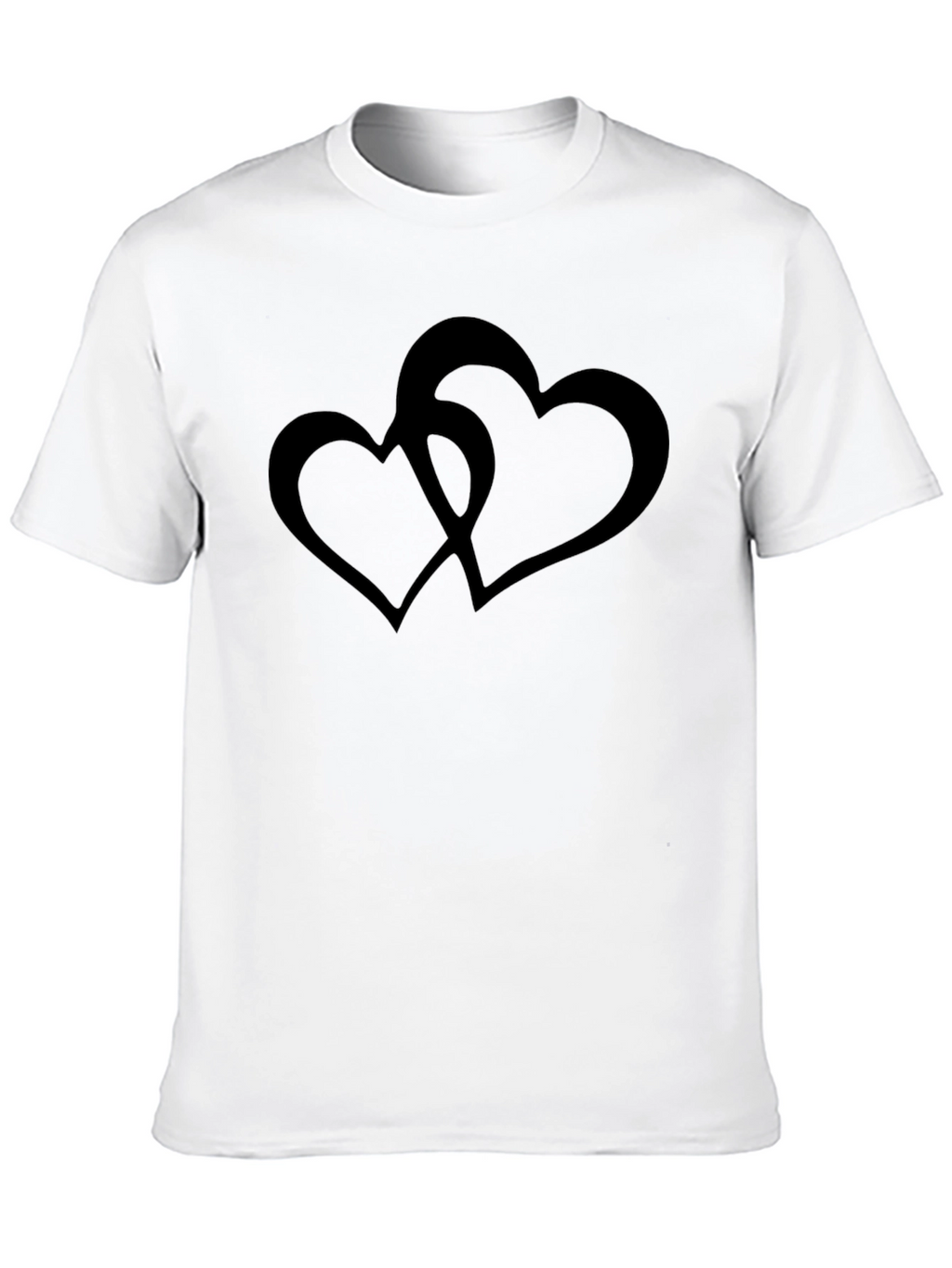 Black T-Shirt with Interlocking Heart Design