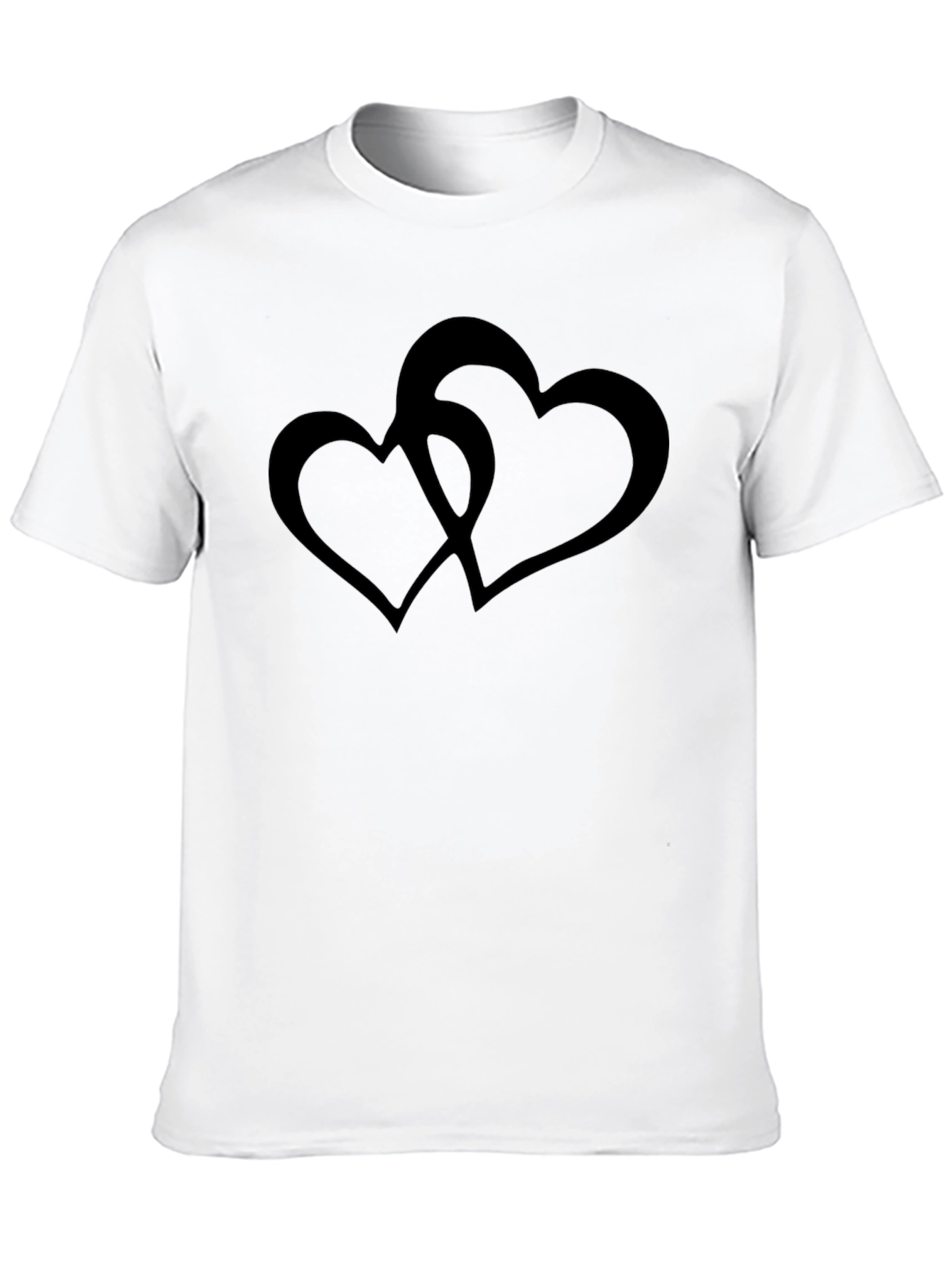 Black T-Shirt with Interlocking Heart Design