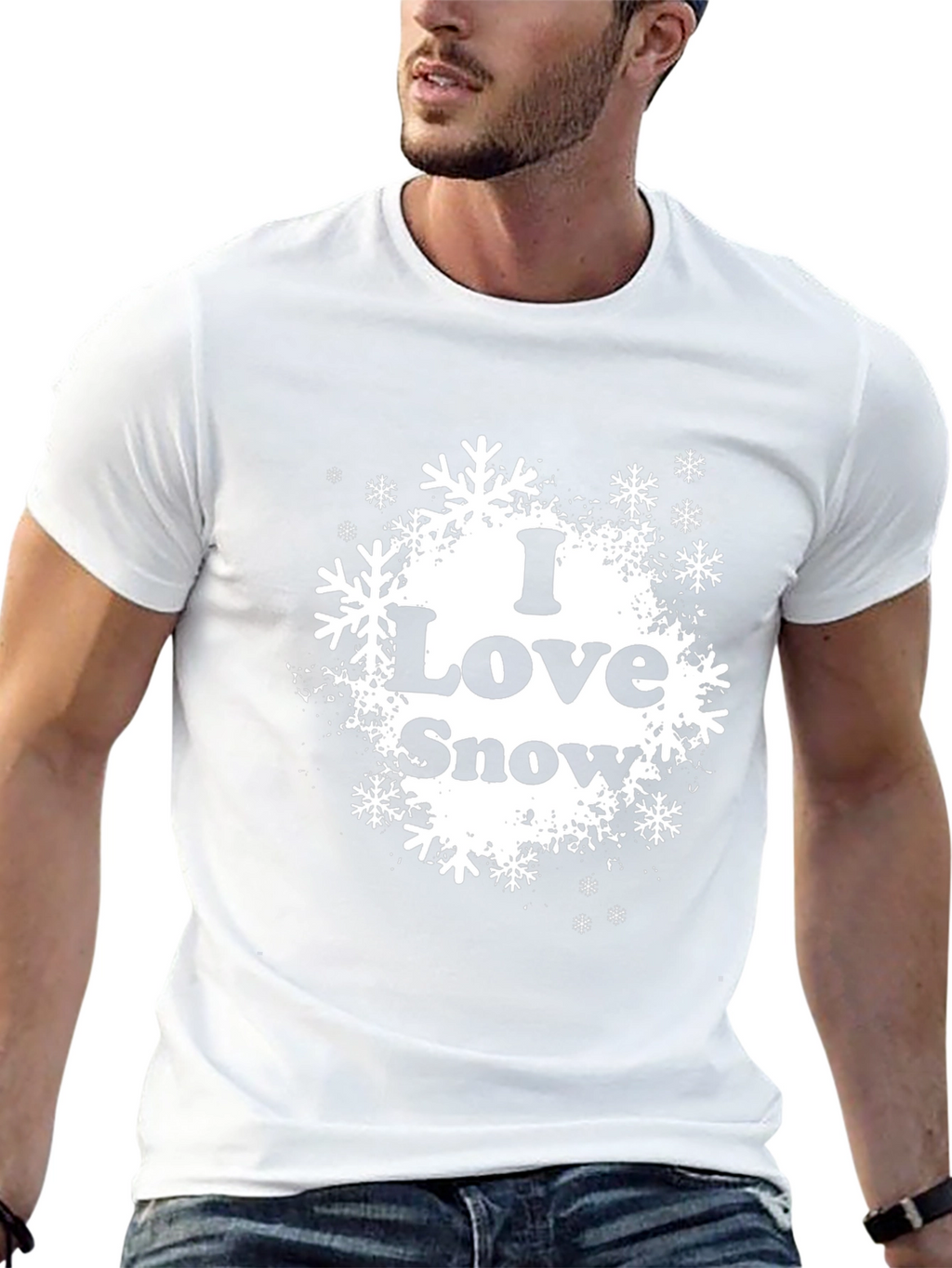 I Love Snow Snowflake Graphic T-Shirt