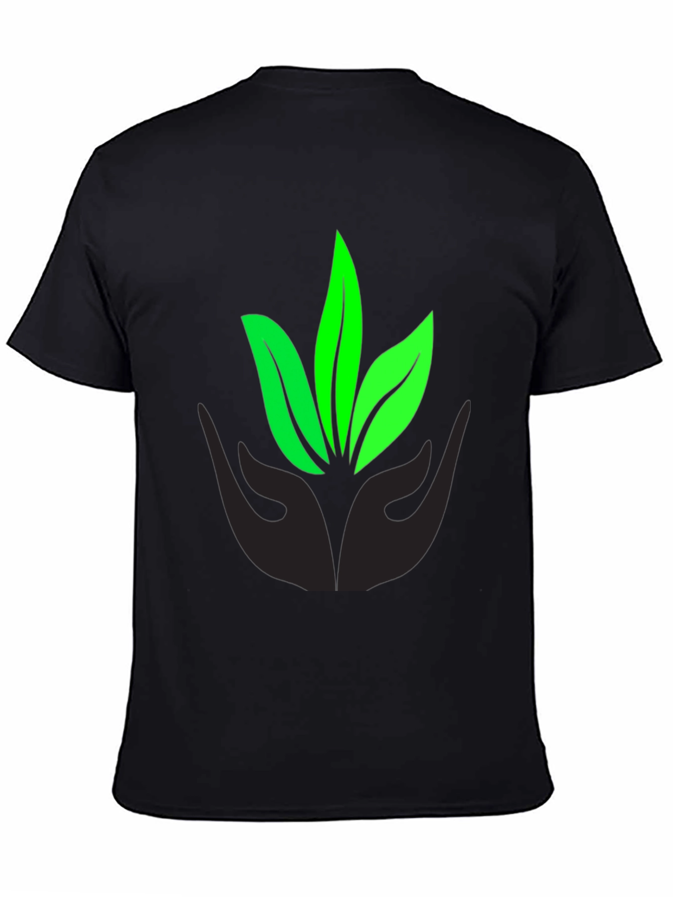 Eco-Friendly Black T-Shirt with Leaf Design
