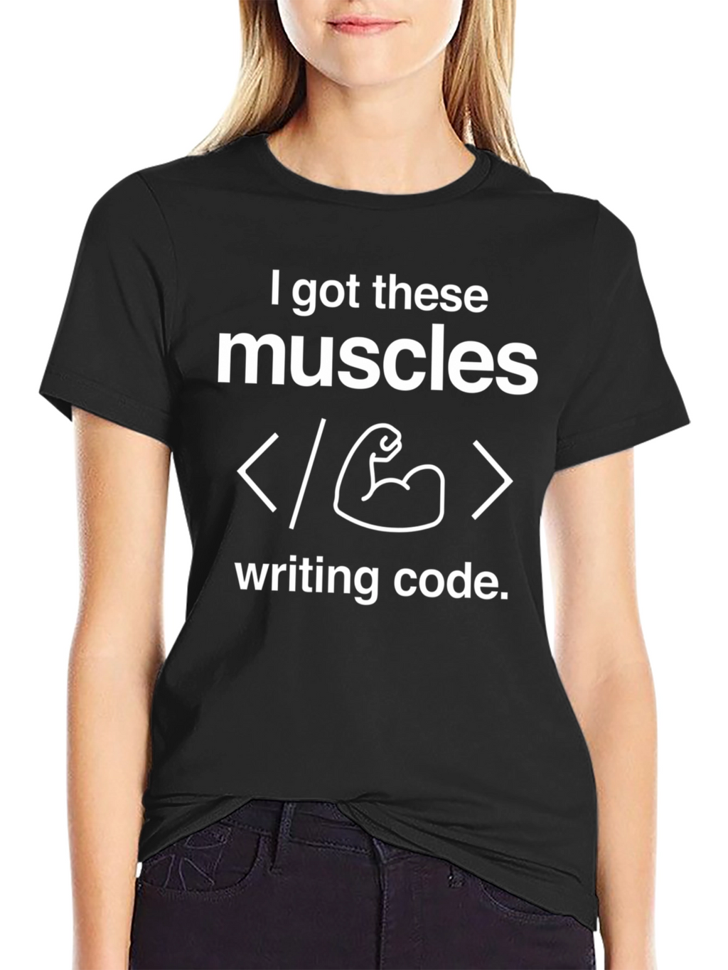 Coder Muscles Graphic T-Shirt - Black