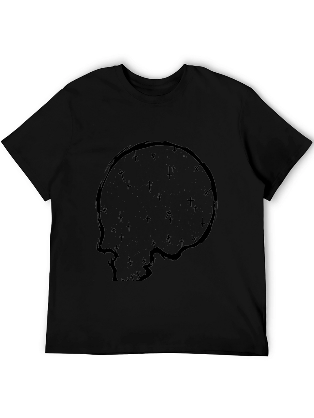 Skull & Crosses Graphic Print Black T-Shirt