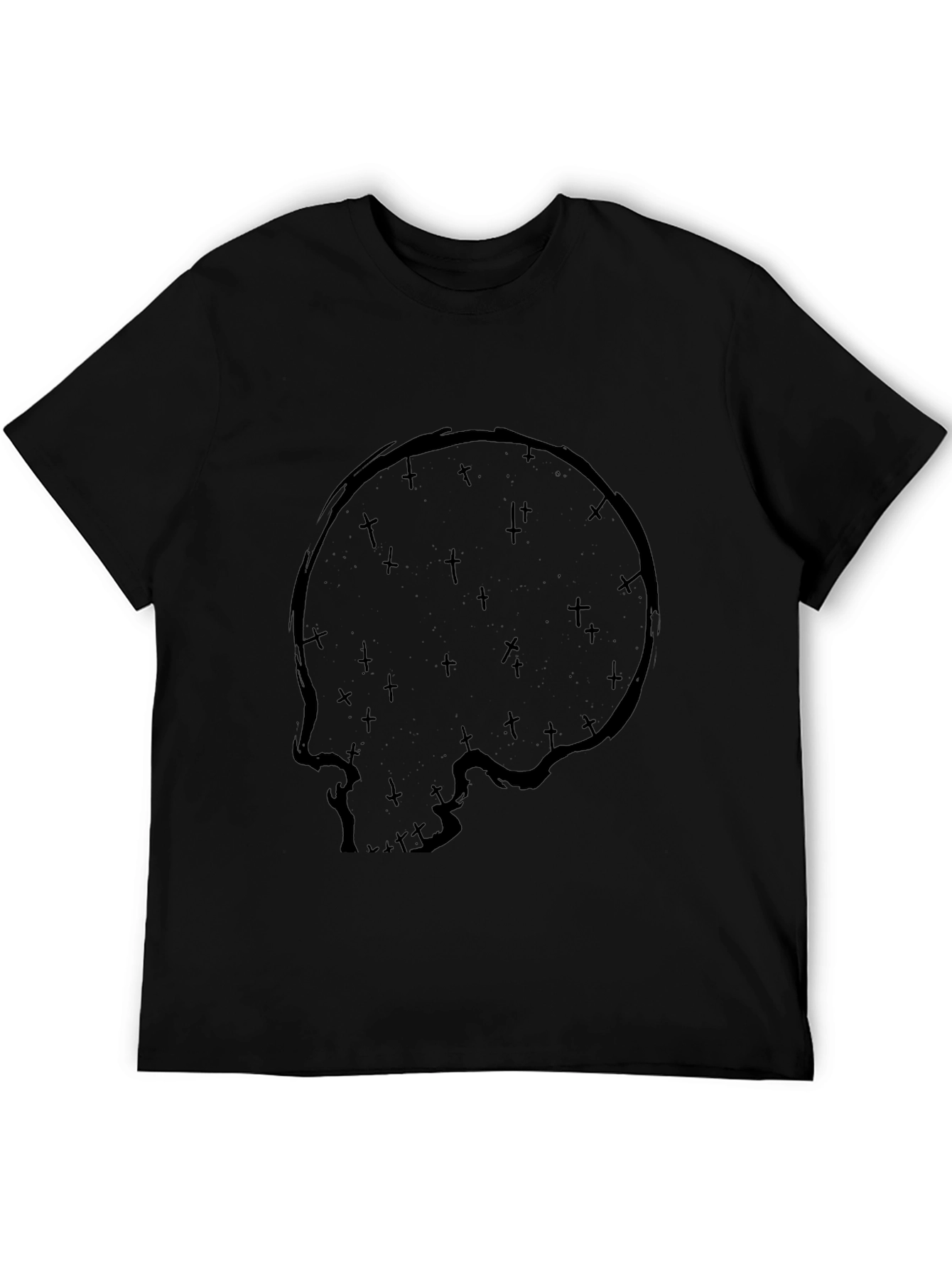 Skull & Crosses Graphic Print Black T-Shirt