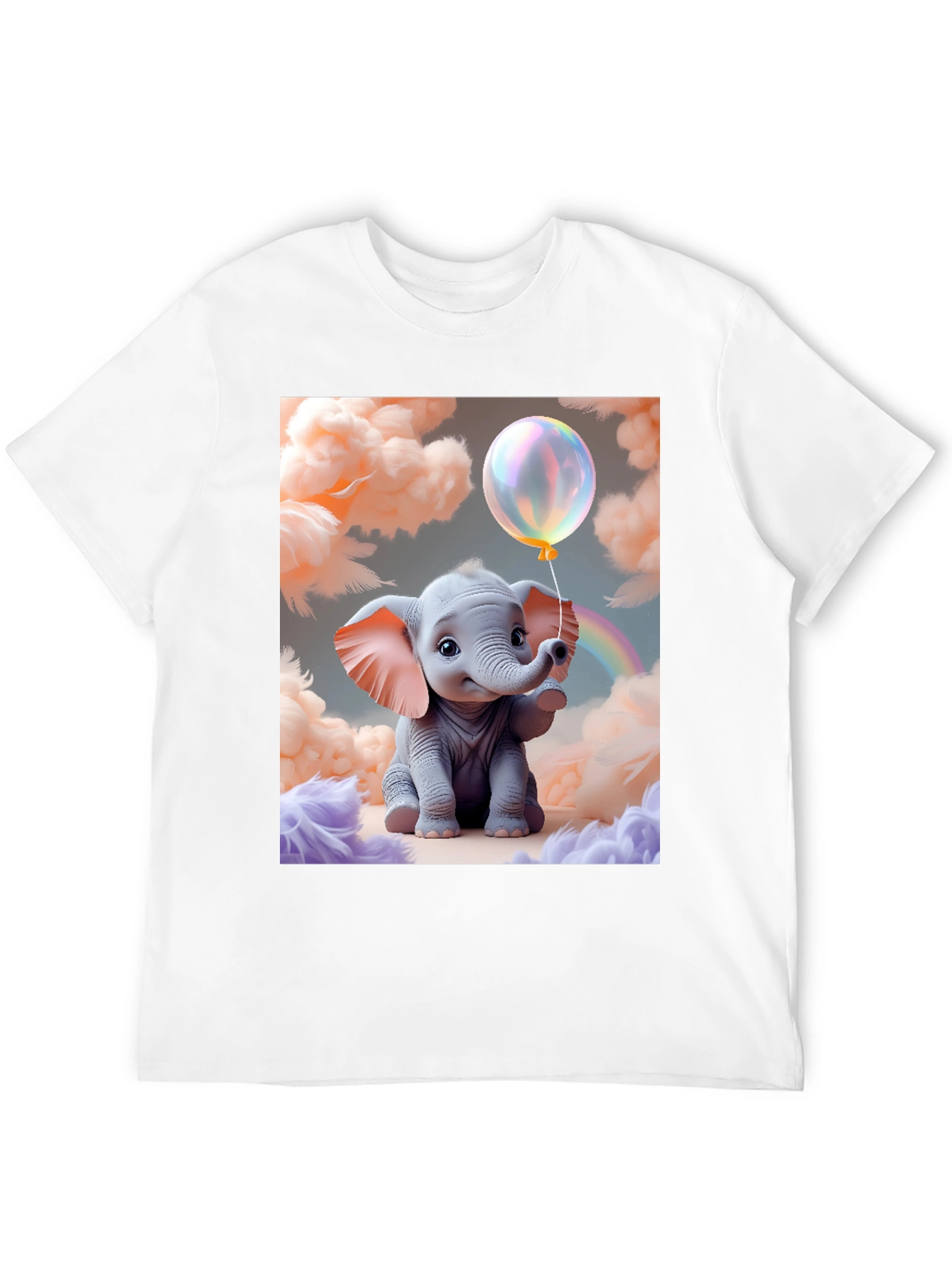 Cute Baby Elephant Holding Balloon Graphic Tee