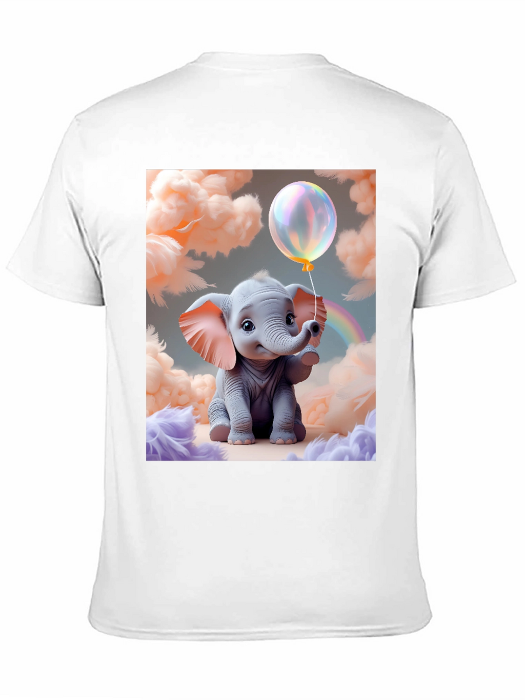 Cute Baby Elephant Holding Balloon Graphic Tee
