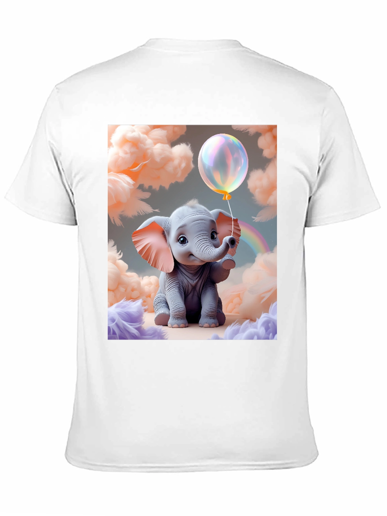 Cute Baby Elephant Holding Balloon Graphic Tee