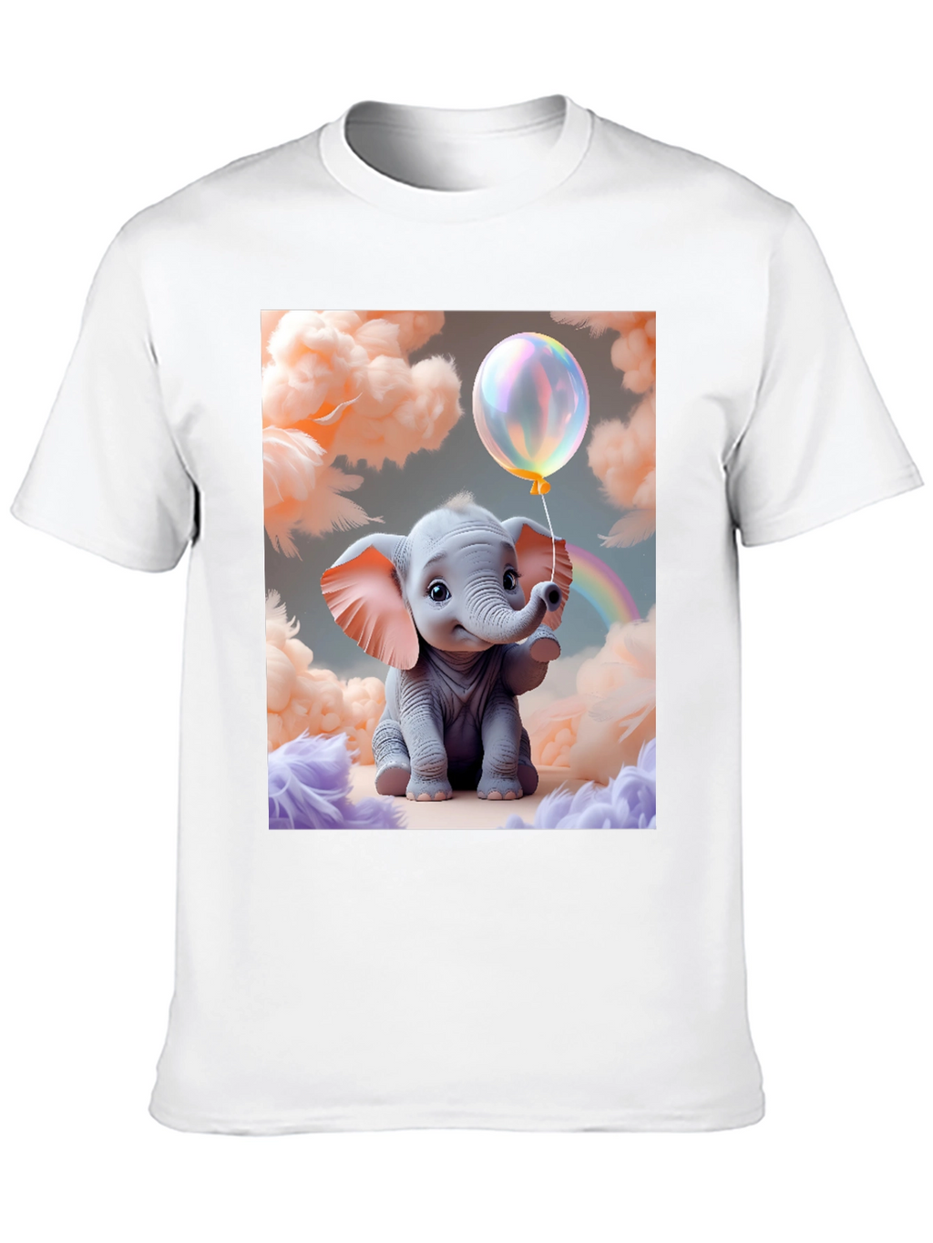 Cute Baby Elephant Holding Balloon Graphic Tee