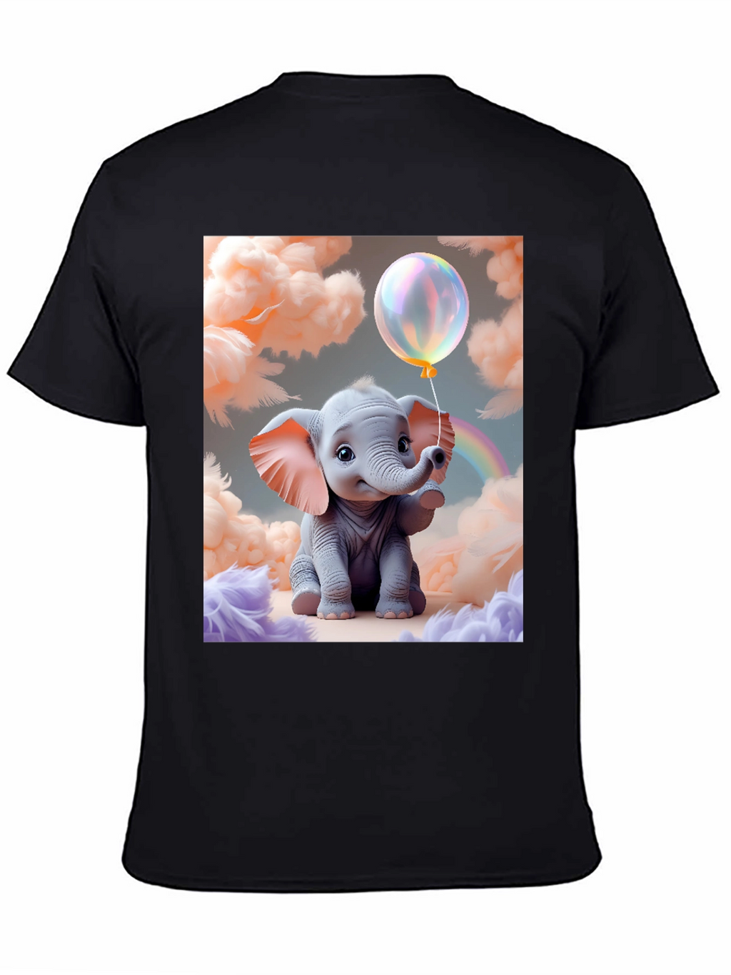 Cute Baby Elephant Holding Balloon Graphic Tee