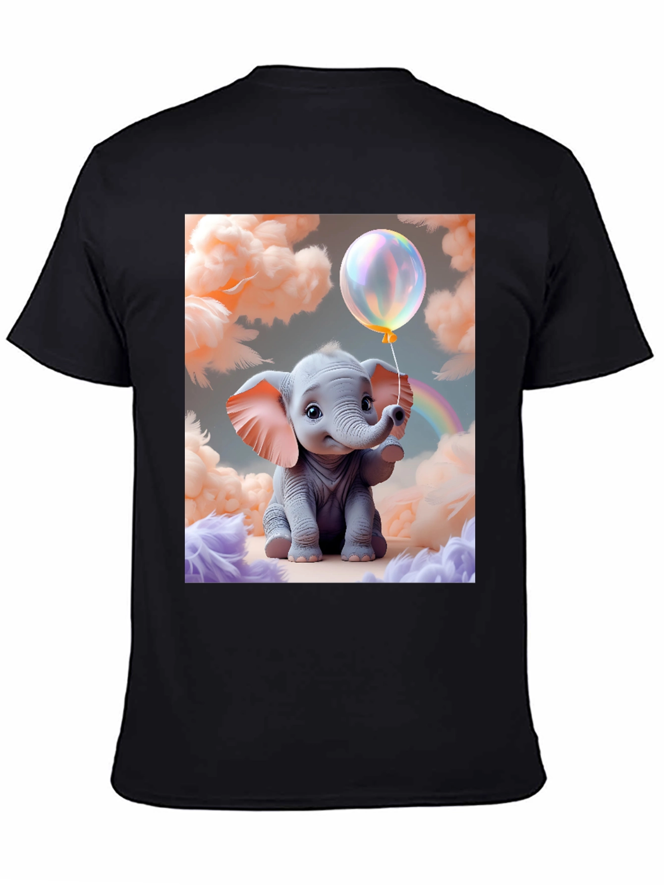 Cute Baby Elephant Holding Balloon Graphic Tee
