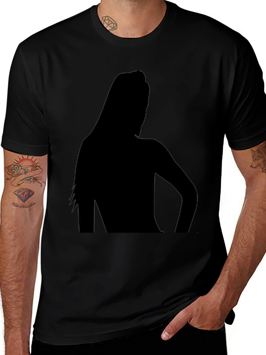Silhouette Graphic Tee - Black Cotton T-Shirt