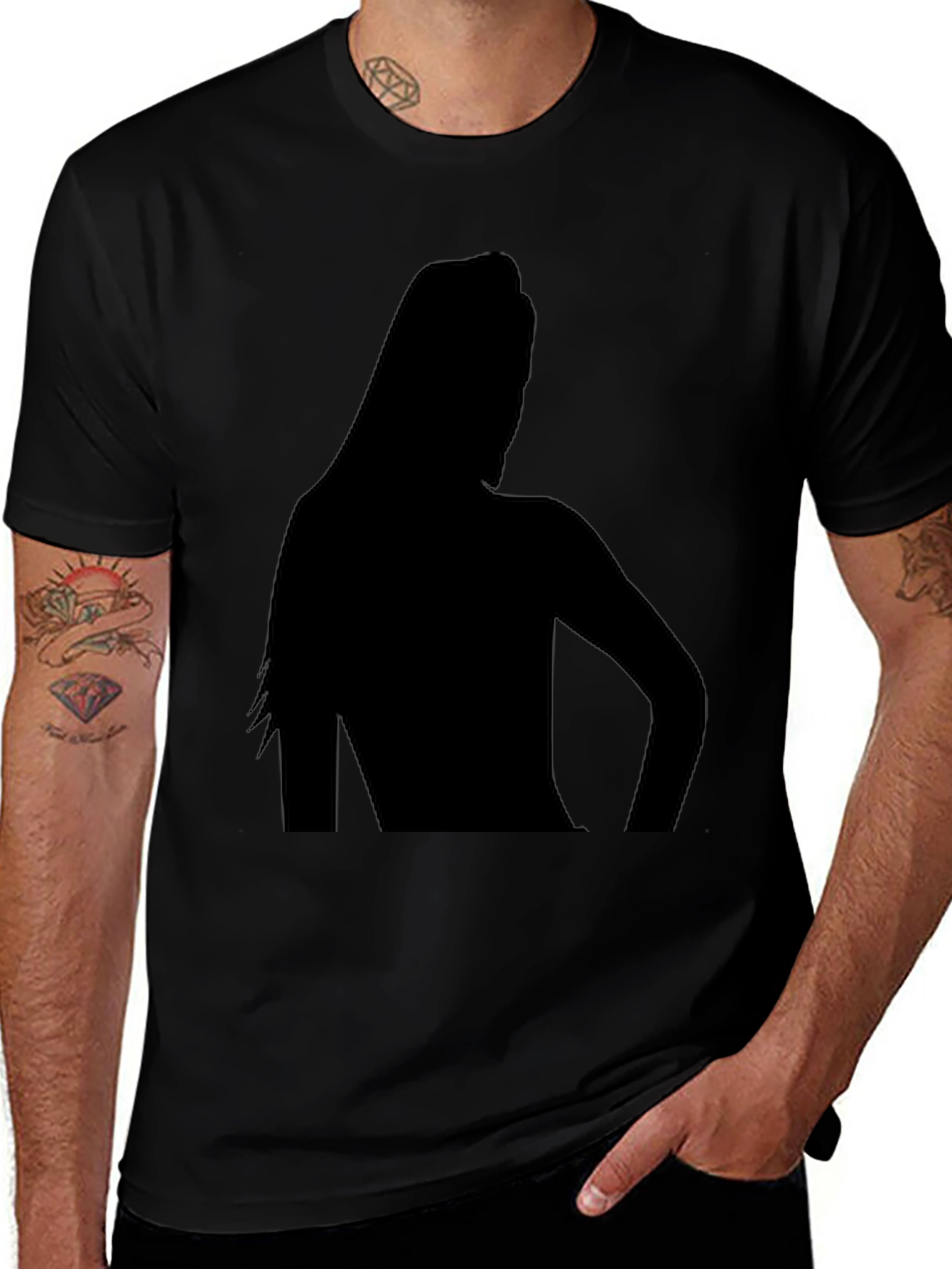 Silhouette Graphic Tee - Black Cotton T-Shirt