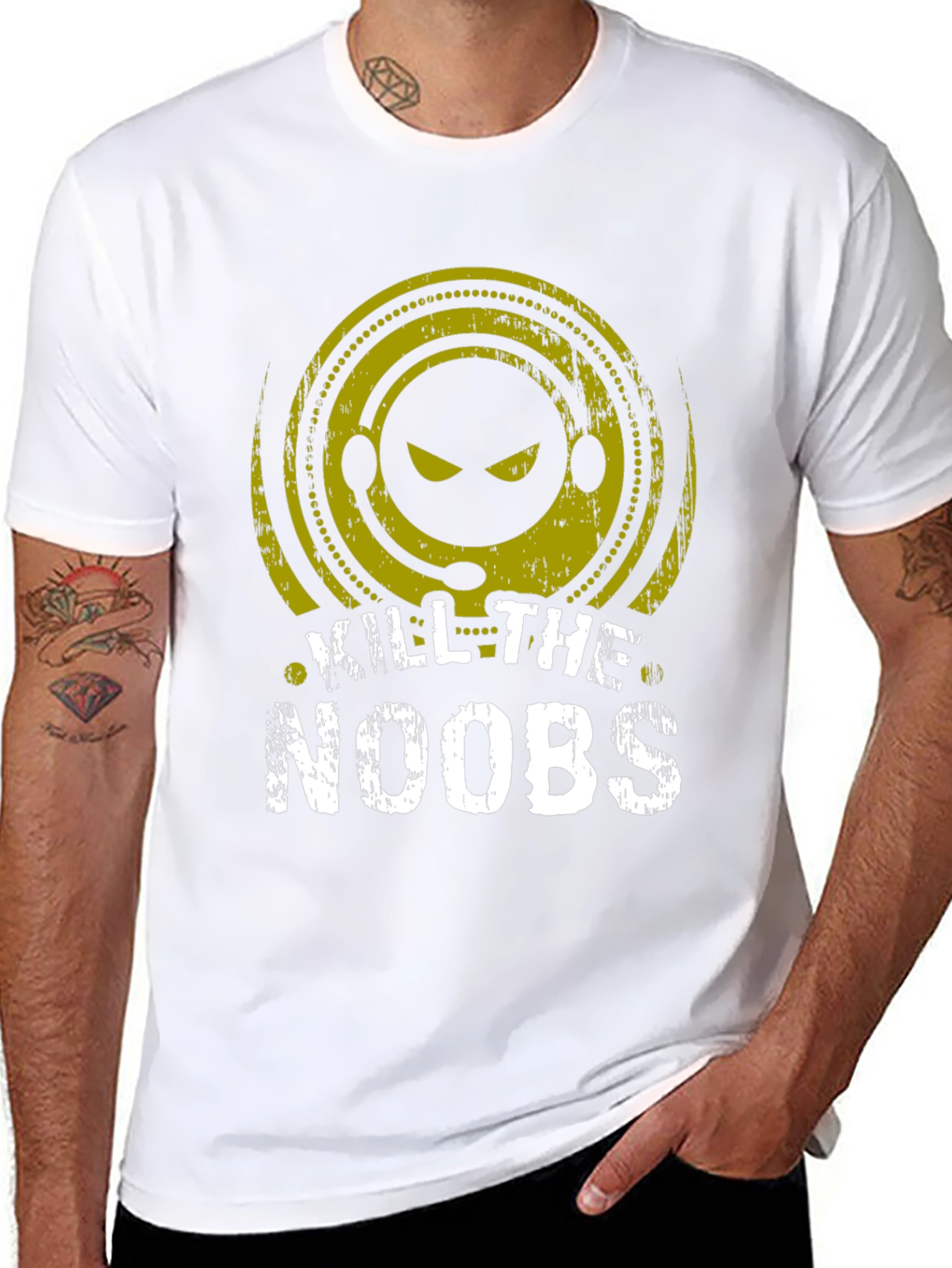 Kill the Noobs Gaming Tee - Black Cotton Graphic T-Shirt