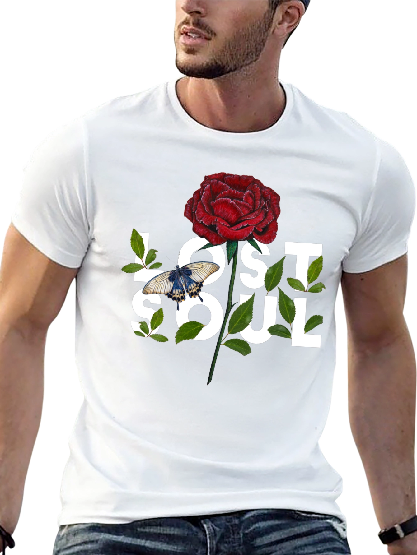Lost Soul Rose Graphic Tee - Black Casual T-Shirt