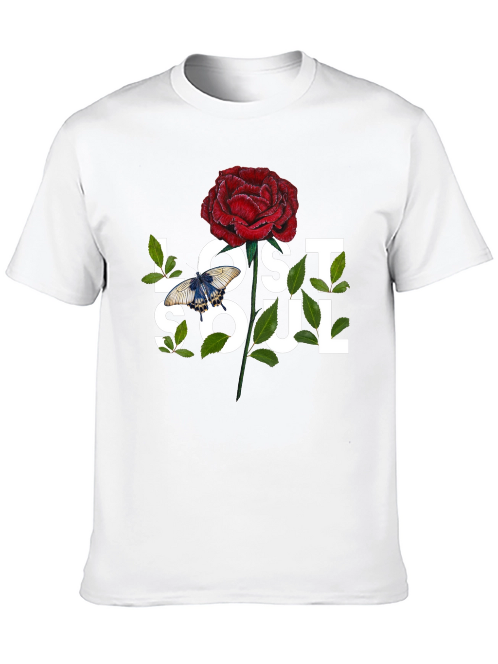 Lost Soul Rose Graphic Tee - Black Casual T-Shirt