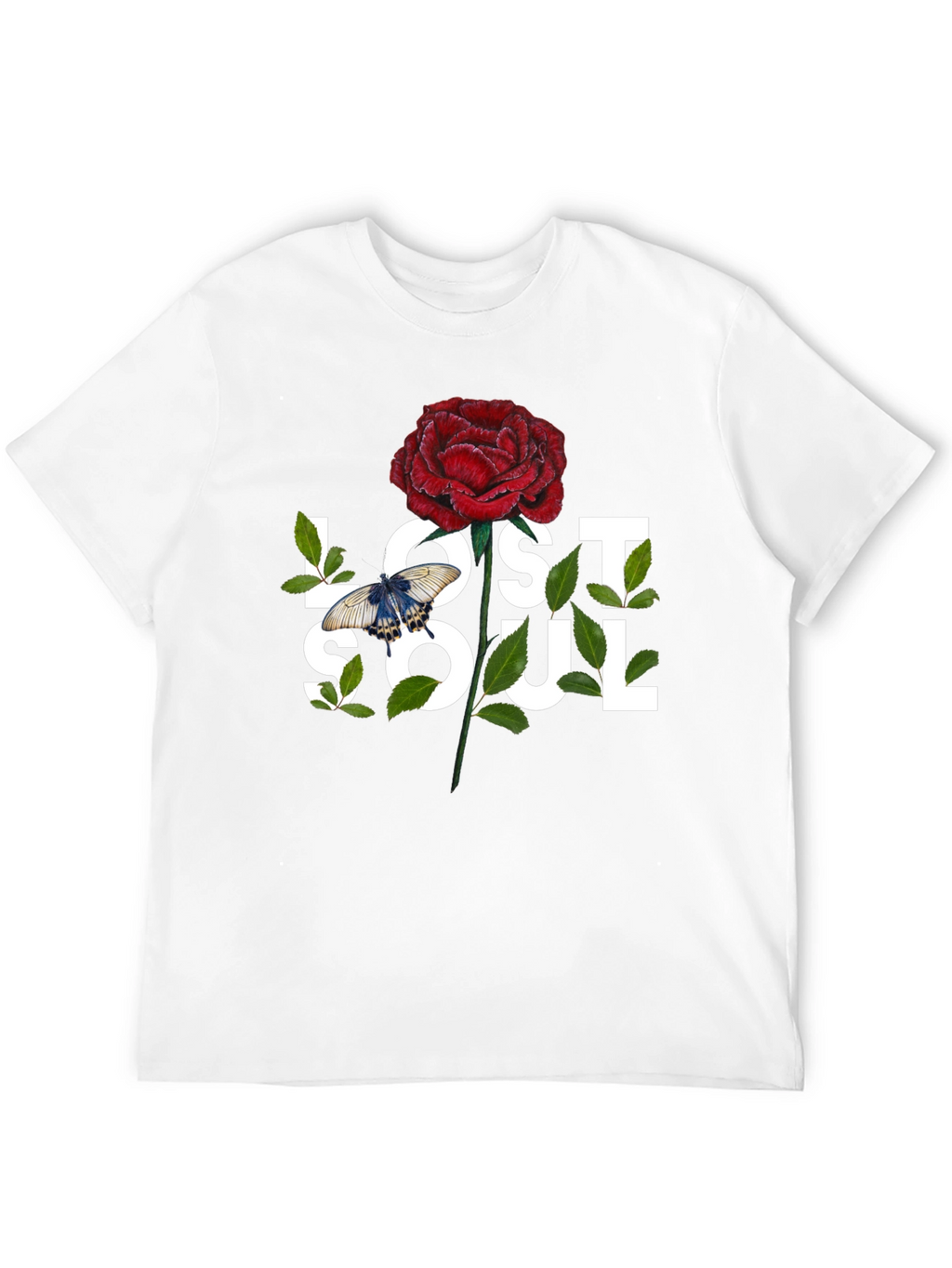 Lost Soul Rose Graphic Tee - Black Casual T-Shirt
