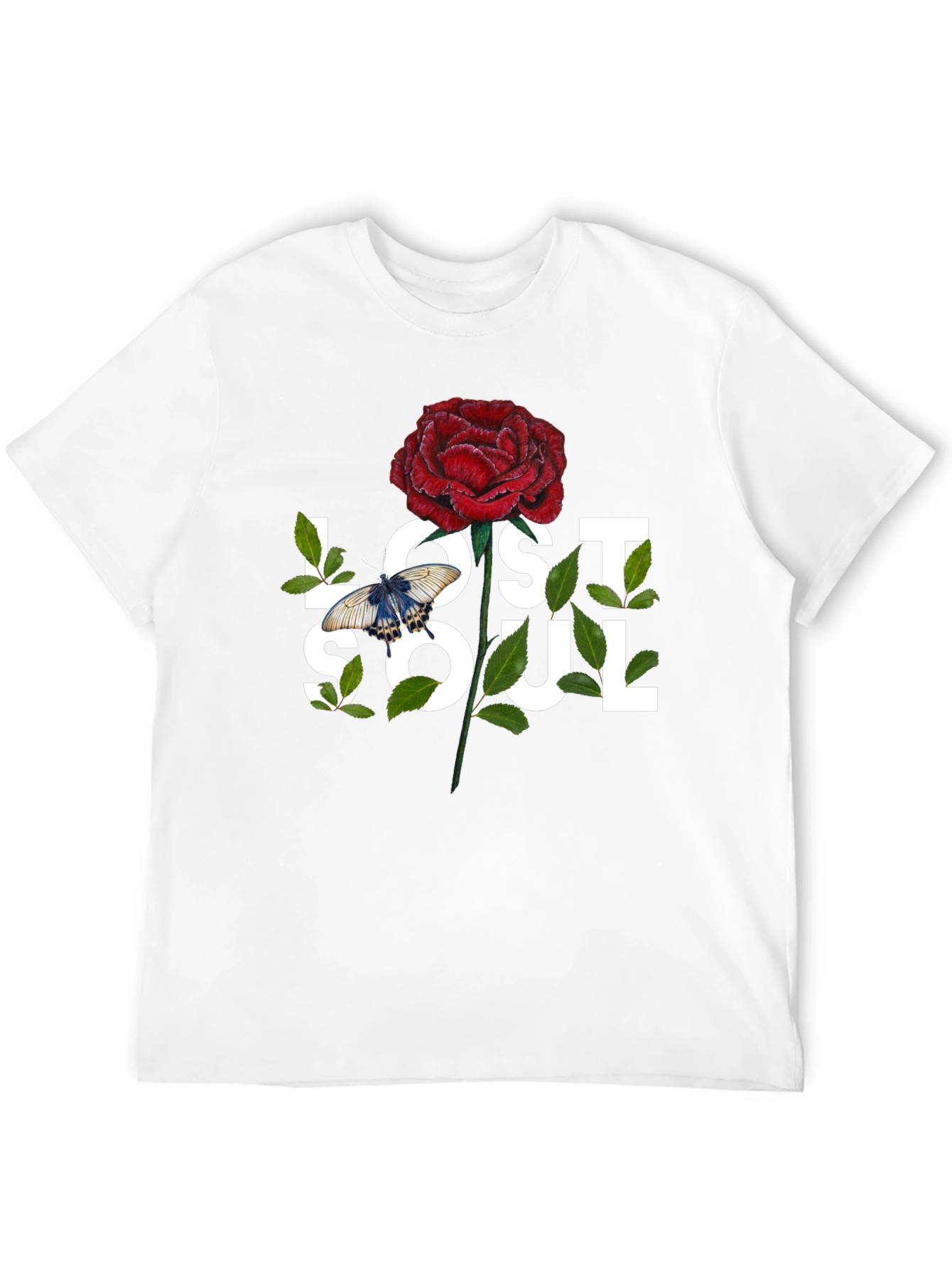 Lost Soul Rose Graphic Tee - Black Casual T-Shirt
