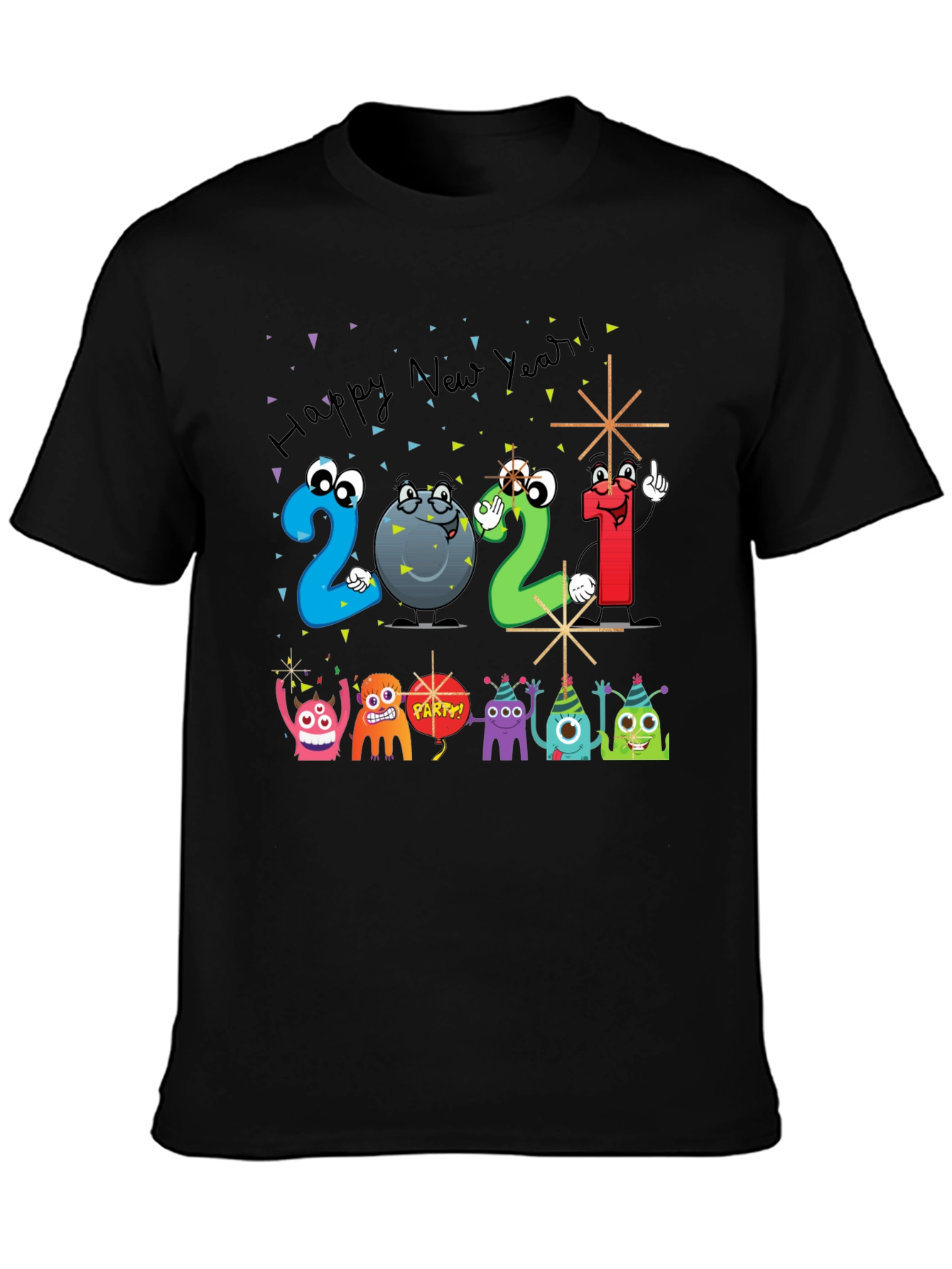 Happy New Year 2021 Cartoon T-Shirt