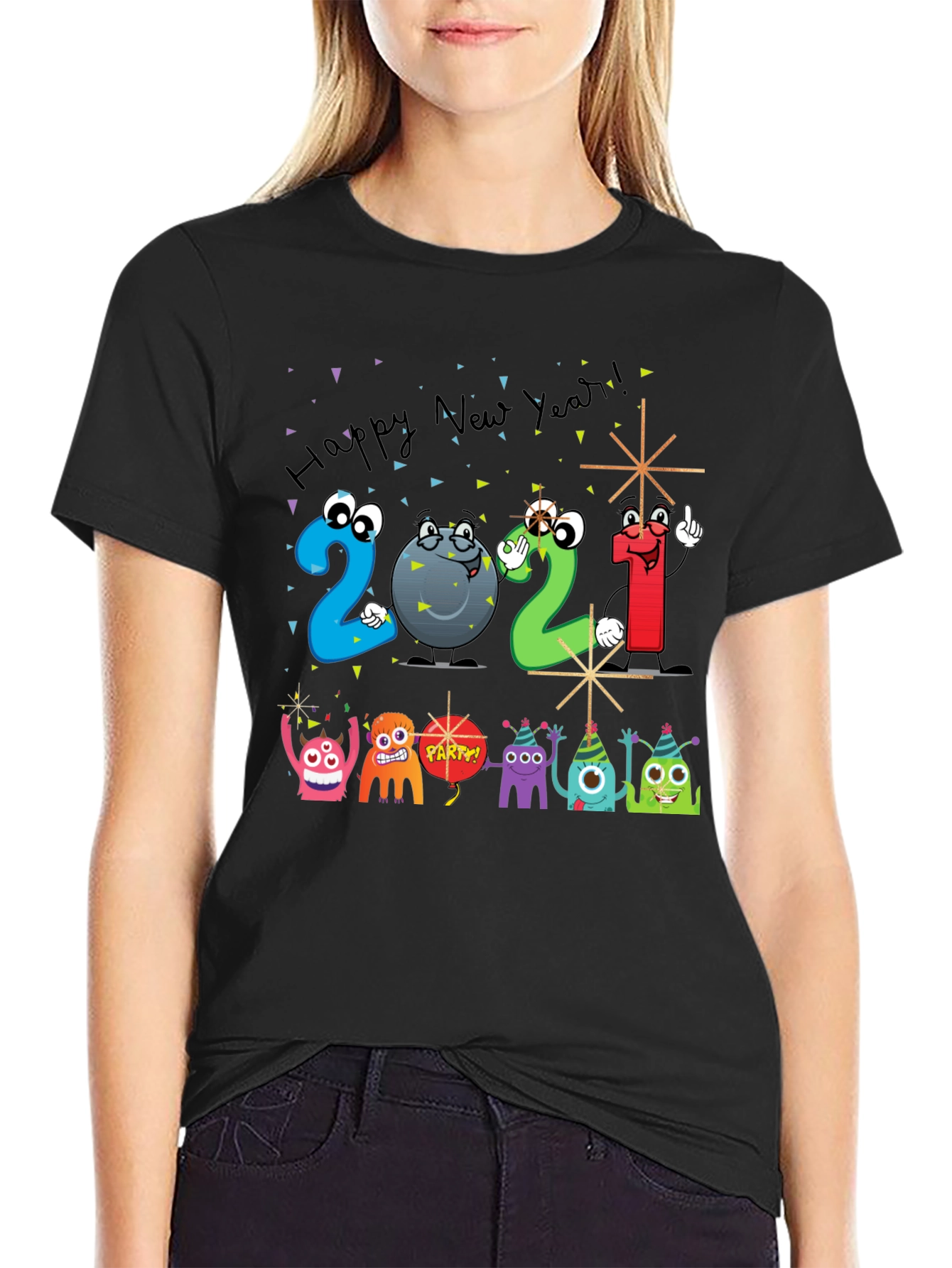 Happy New Year 2021 Cartoon T-Shirt