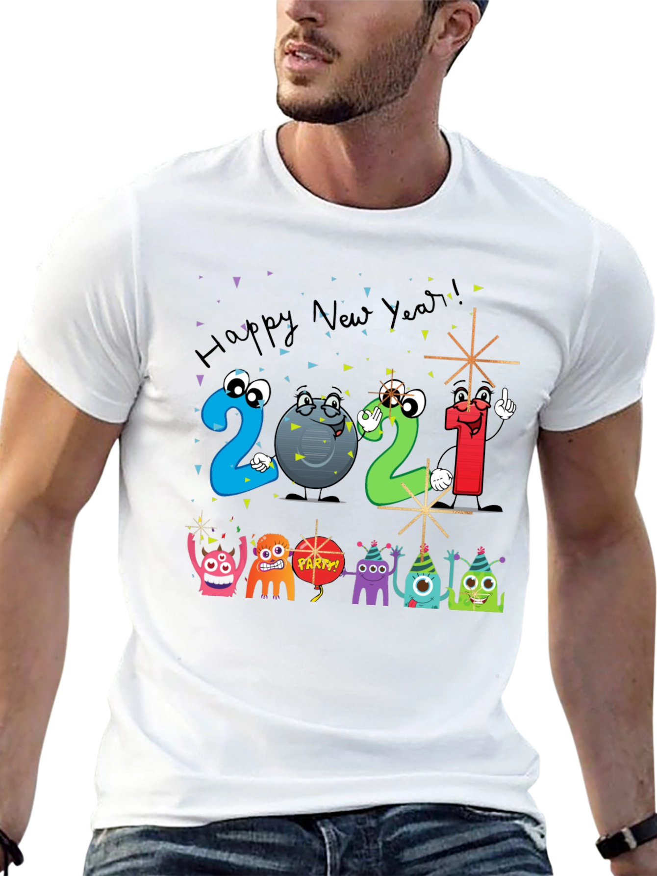 Happy New Year 2021 Cartoon T-Shirt