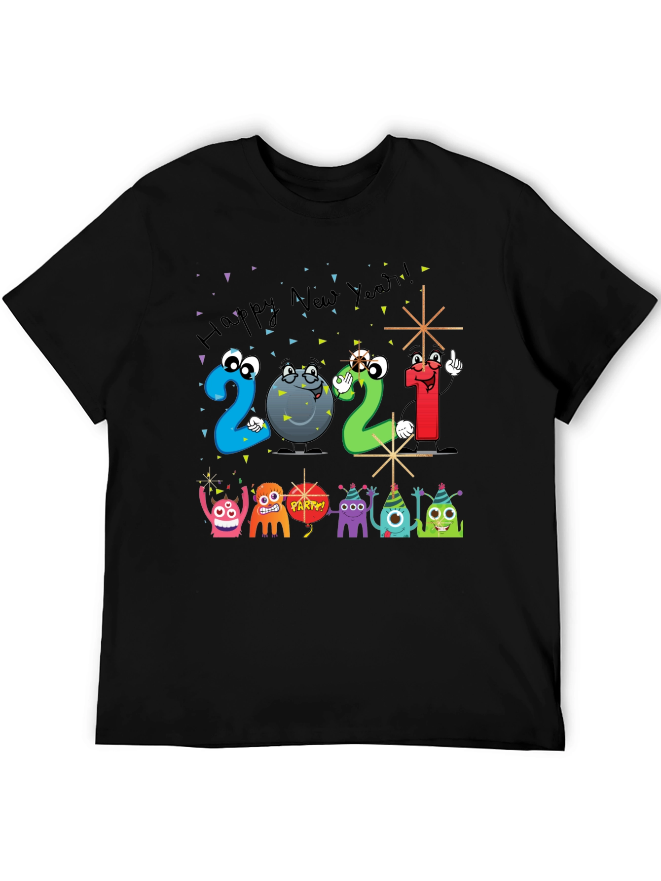 Happy New Year 2021 Cartoon T-Shirt