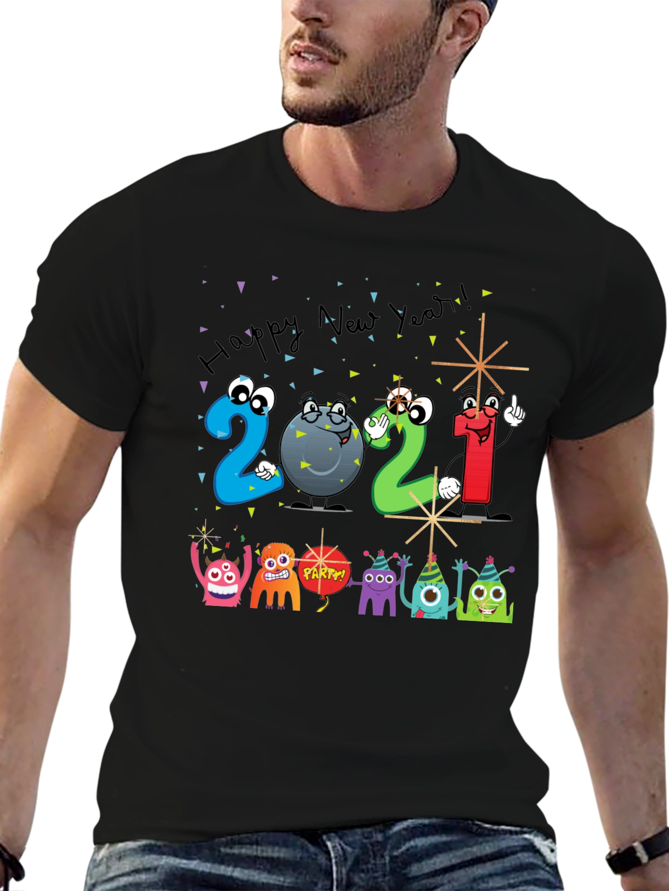 Happy New Year 2021 Cartoon T-Shirt