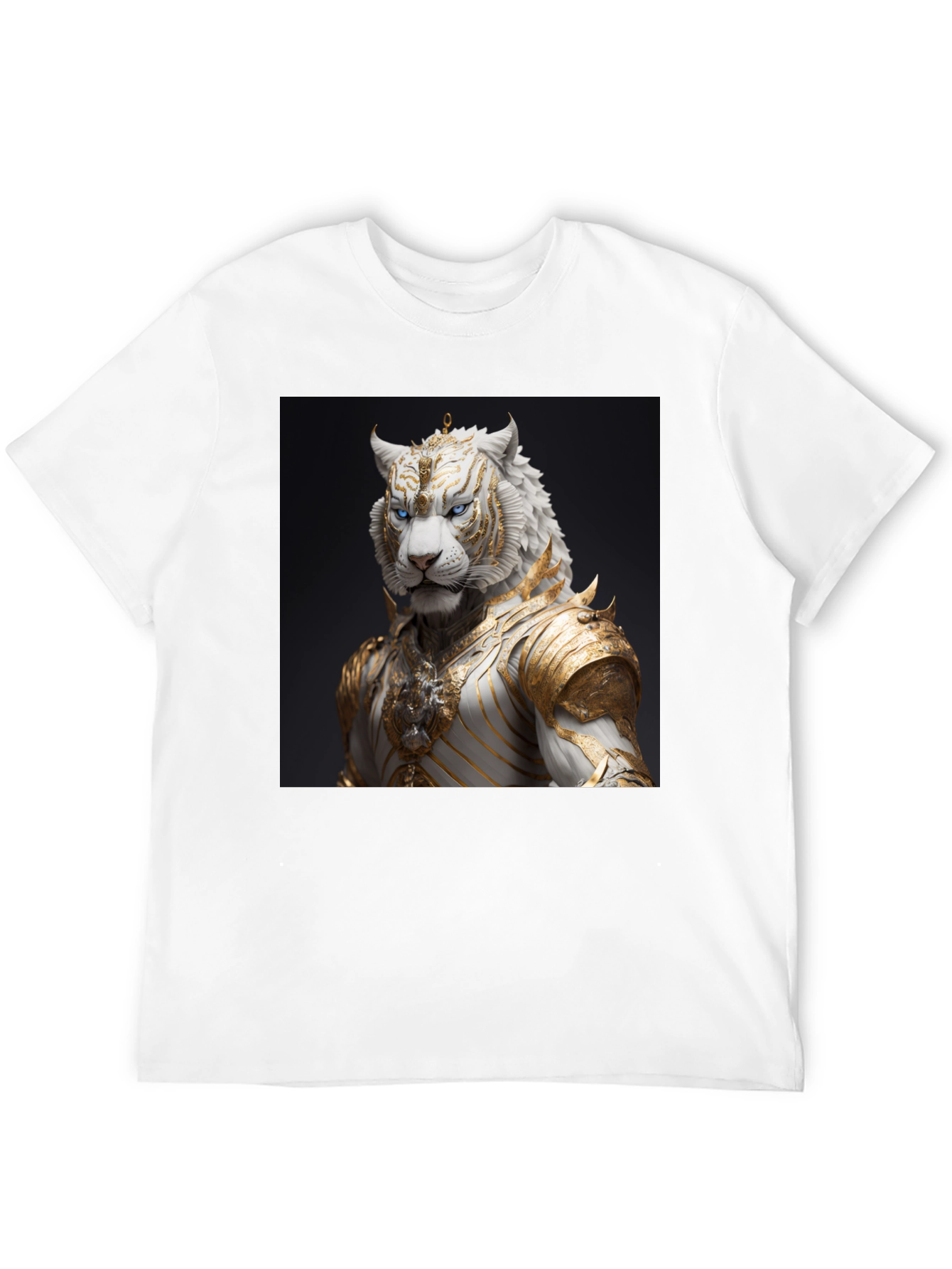 Black T-Shirt with Regal White Tiger Graphic