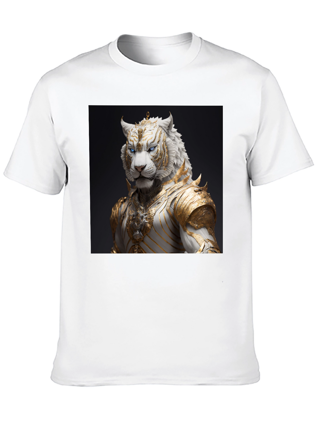 Black T-Shirt with Regal White Tiger Graphic