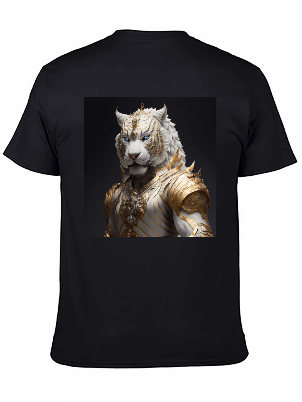 Black T-Shirt with Regal White Tiger Graphic