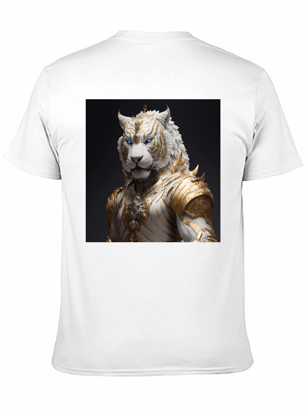 Black T-Shirt with Regal White Tiger Graphic