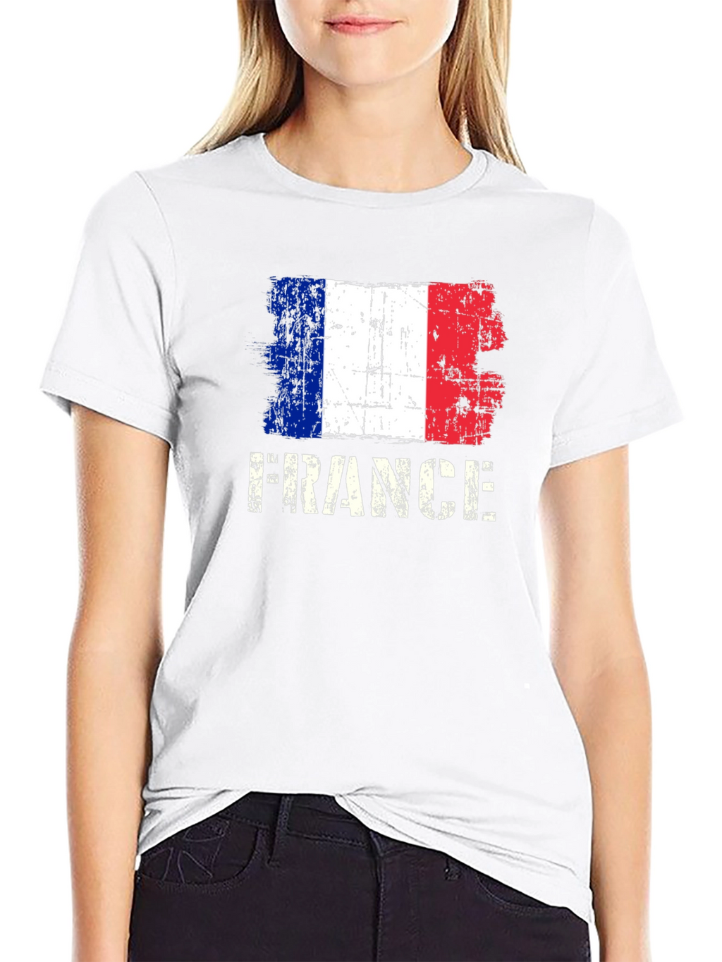 France Flag Graphic T-Shirt - Distressed Design
