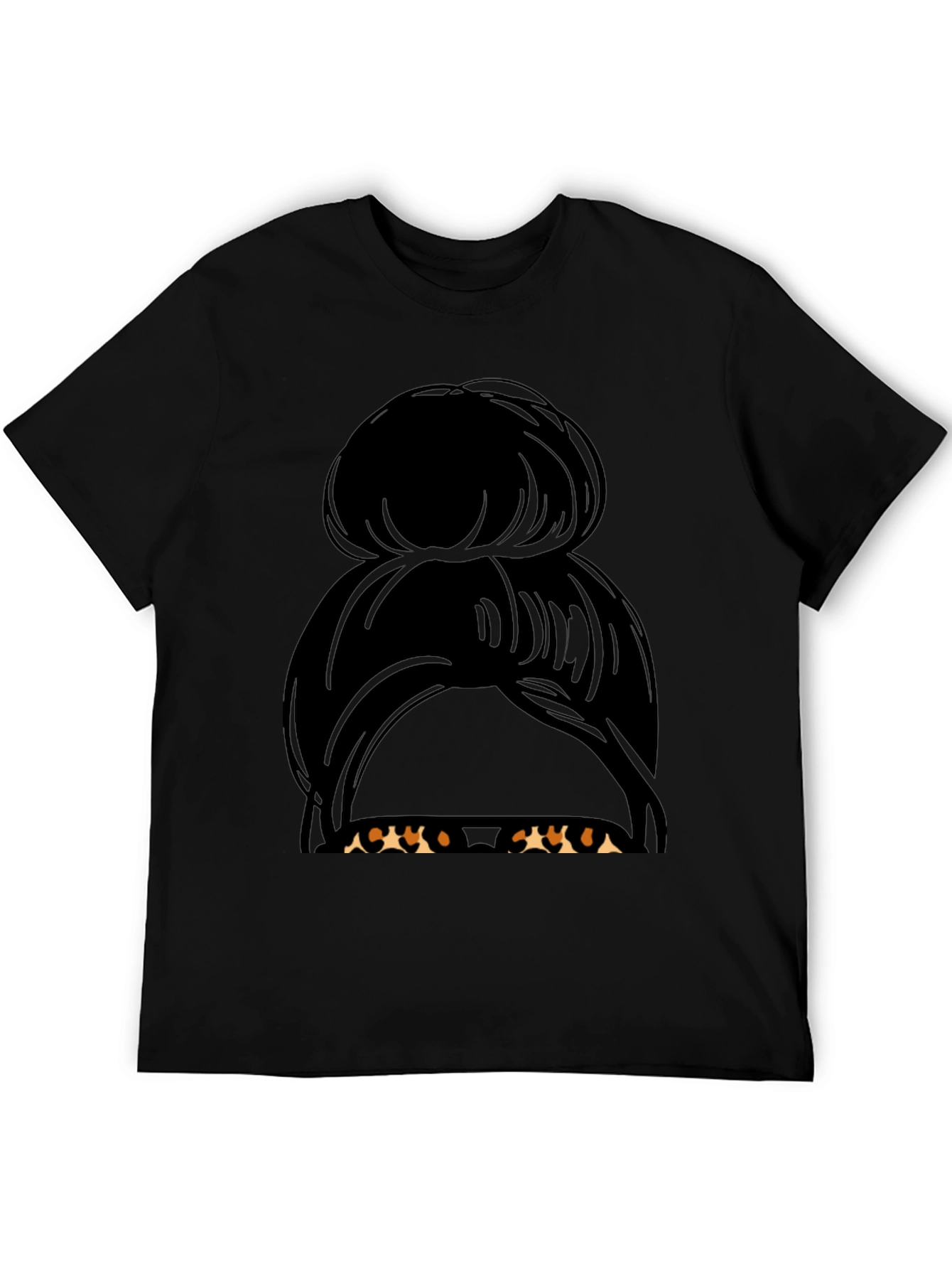 Messy Bun Hair Leopard Sunglasses T-Shirt