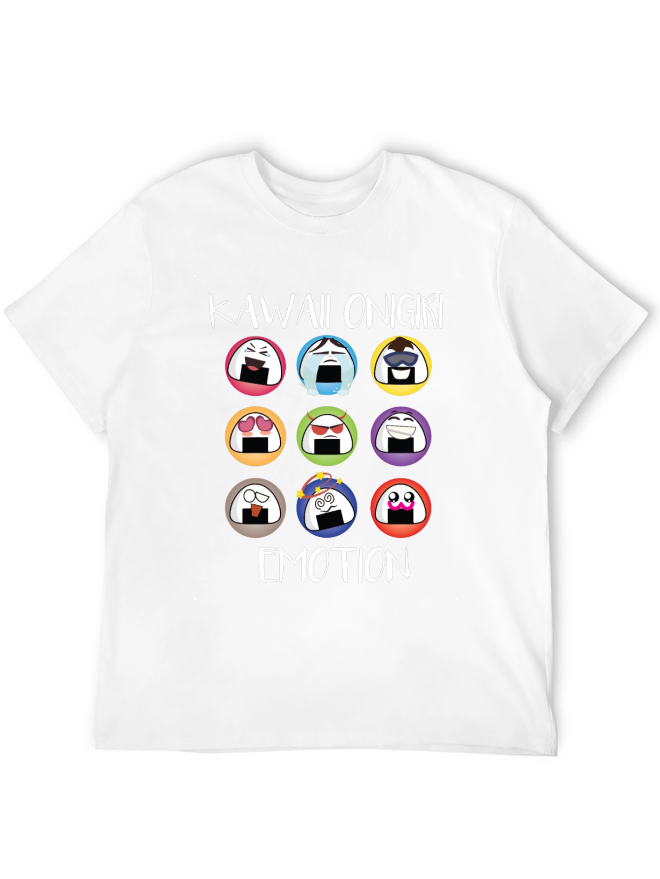 Kawaii Onigiri Emotion T-Shirt - Rice Ball Graphic Tee