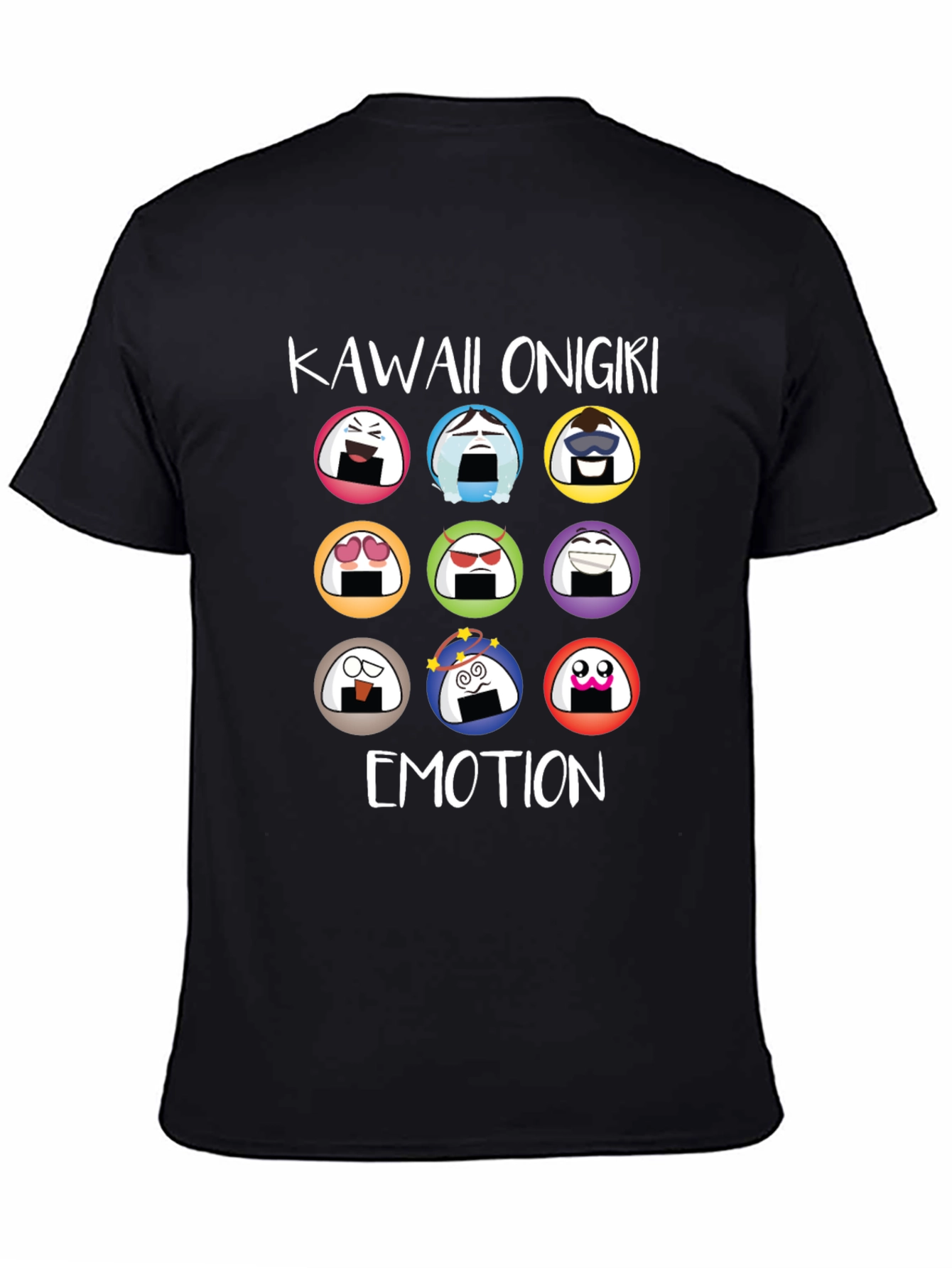 Kawaii Onigiri Emotion T-Shirt - Rice Ball Graphic Tee