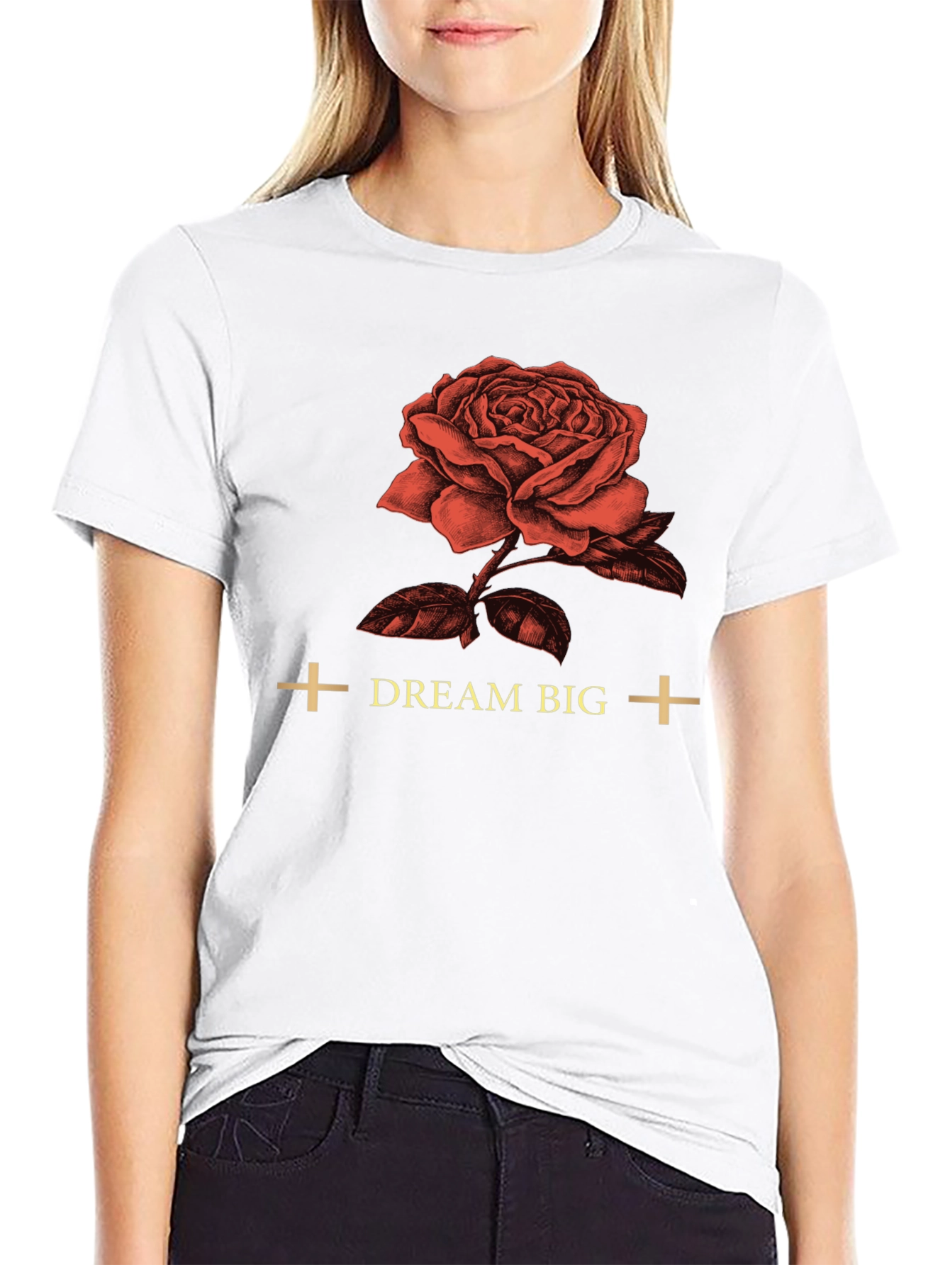 Dream Big Rose Graphic Tee - Soft Cotton