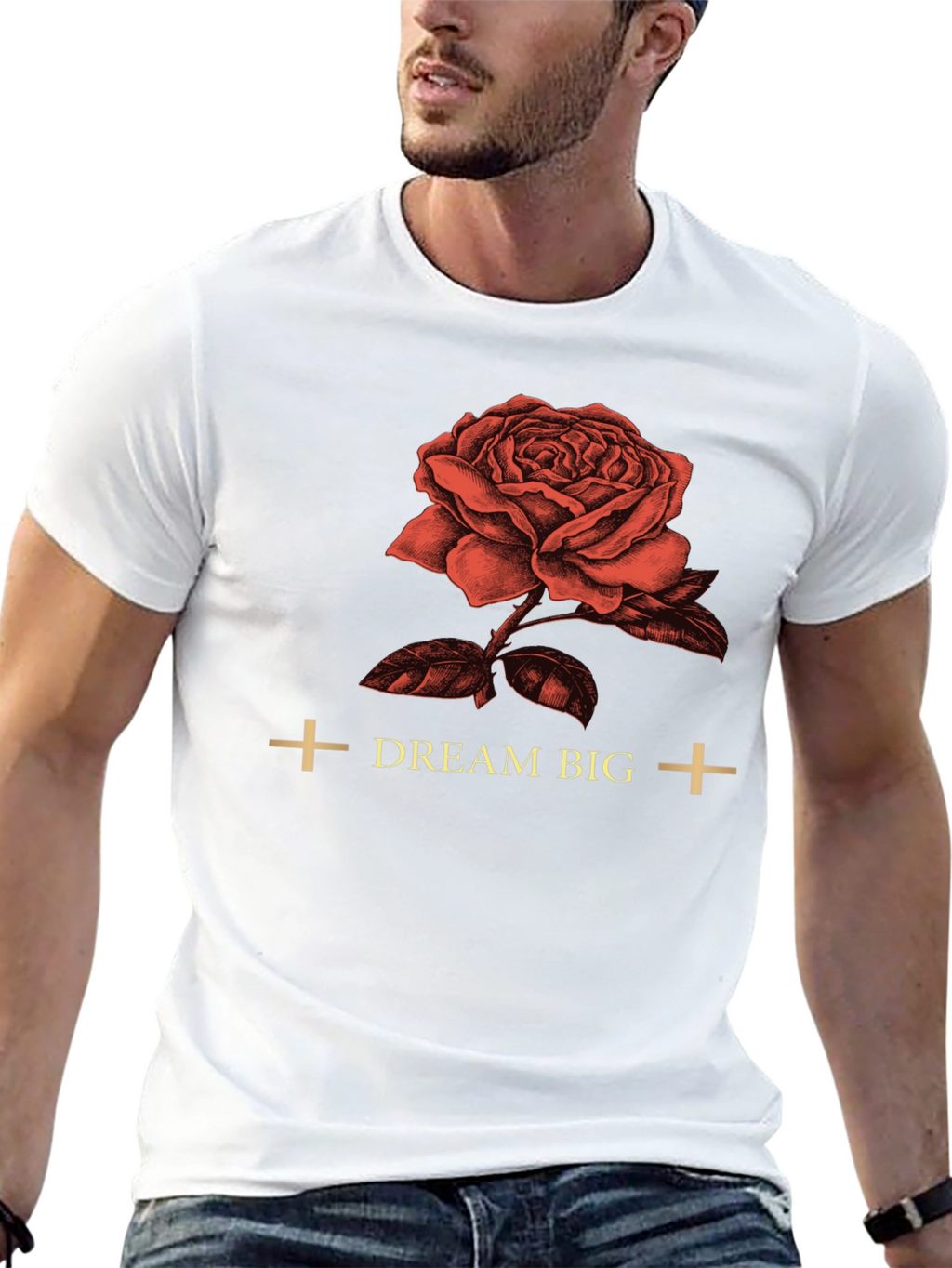 Dream Big Rose Graphic Tee - Soft Cotton