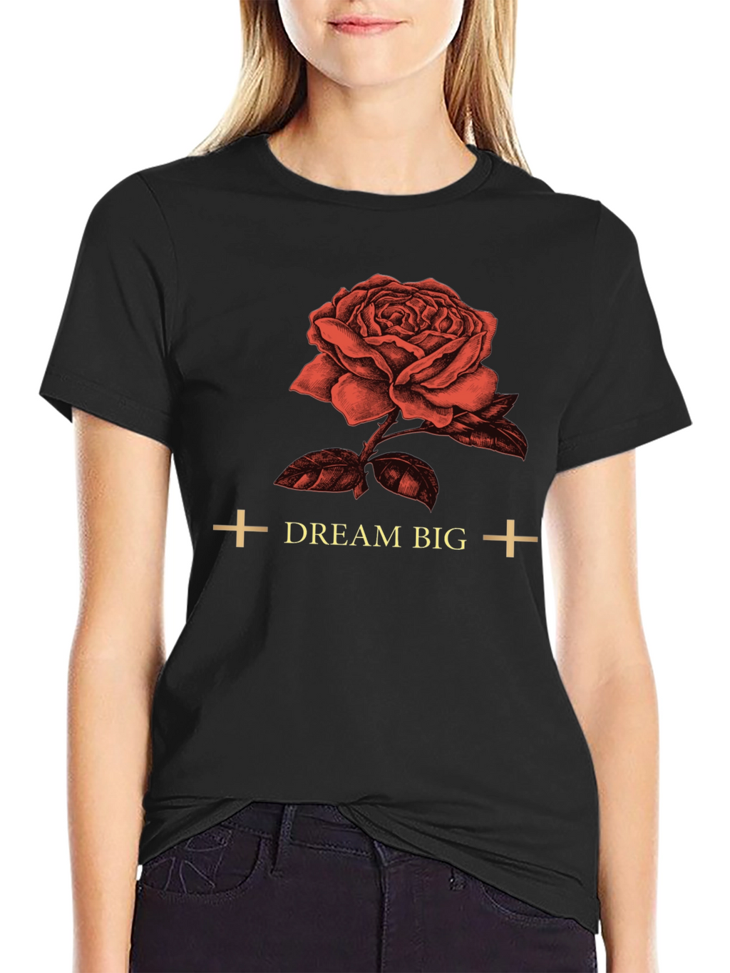Dream Big Rose Graphic Tee - Soft Cotton