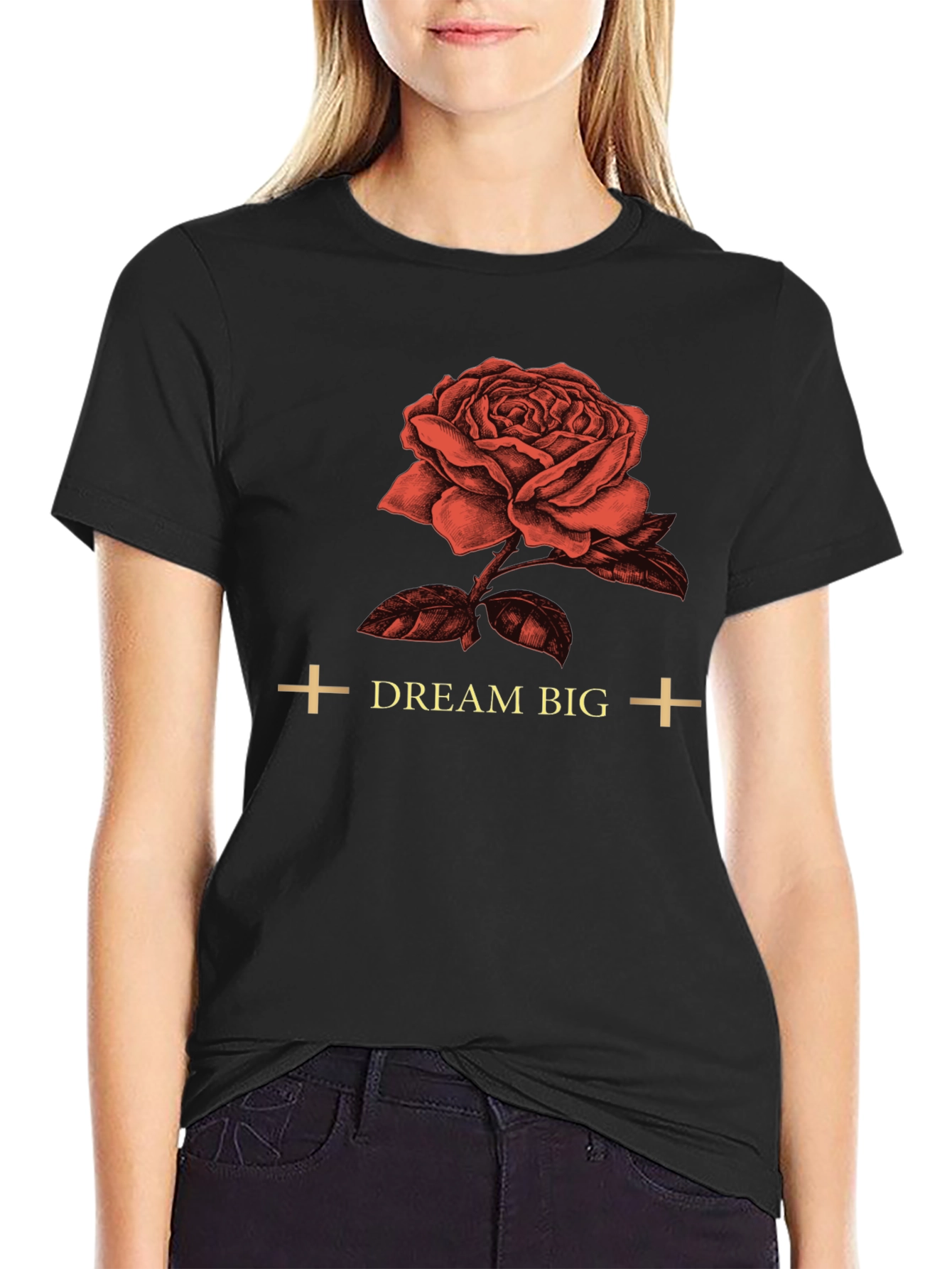 Dream Big Rose Graphic Tee - Soft Cotton